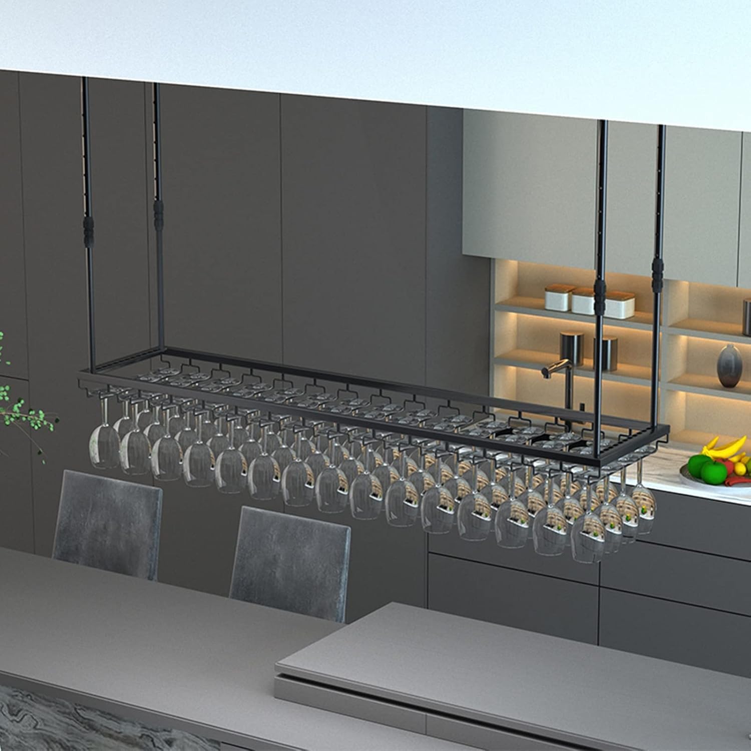 Adjustable Wall Mounted Wine Rack with Stemware Holder