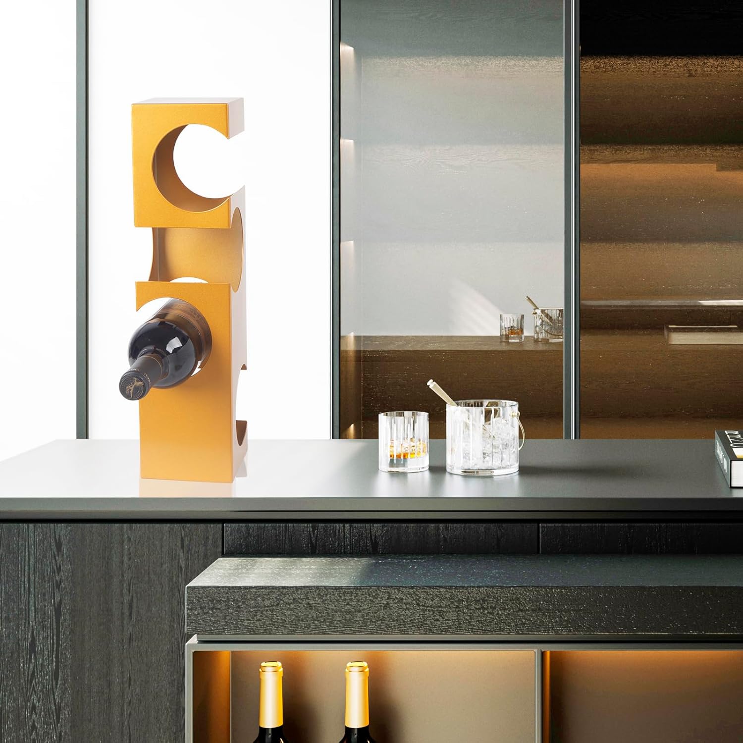 NETRCRHOM 4 Bottle Tabletop Wine Rack