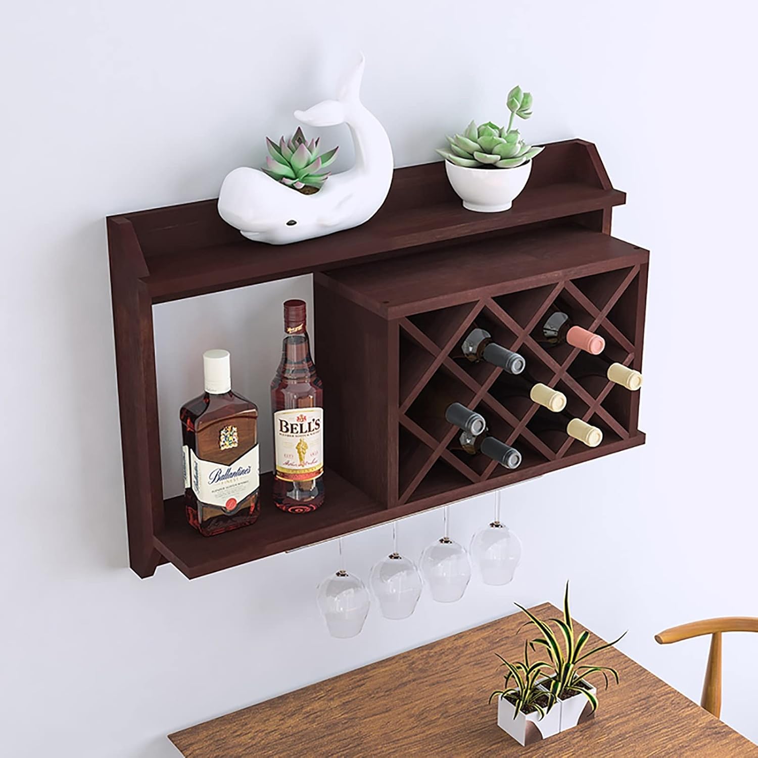 KOHARA Wall-Mounted Wine Rack 3-Layer Wooden Display