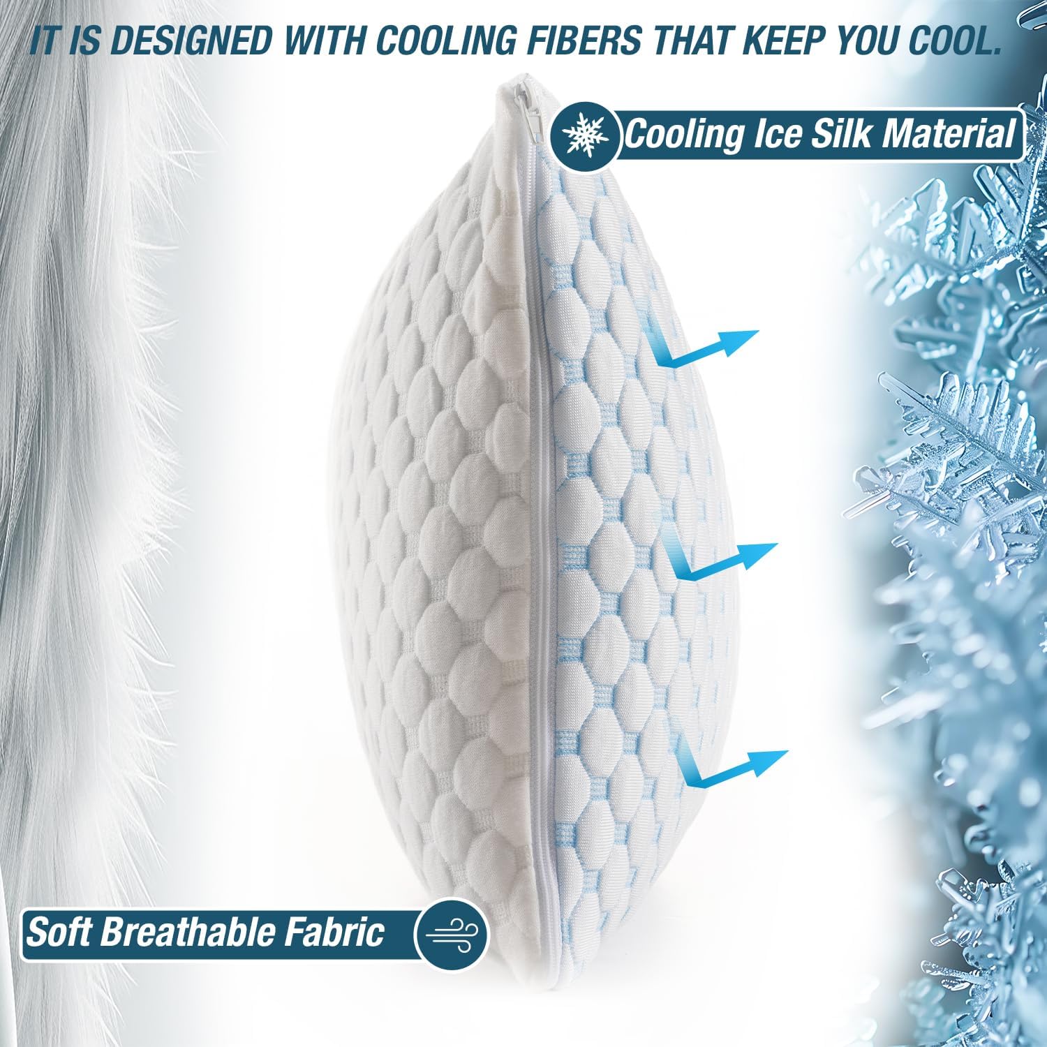 Cooling Shredded Memory Foam Pillow Adjustable Gel Travel-Ready