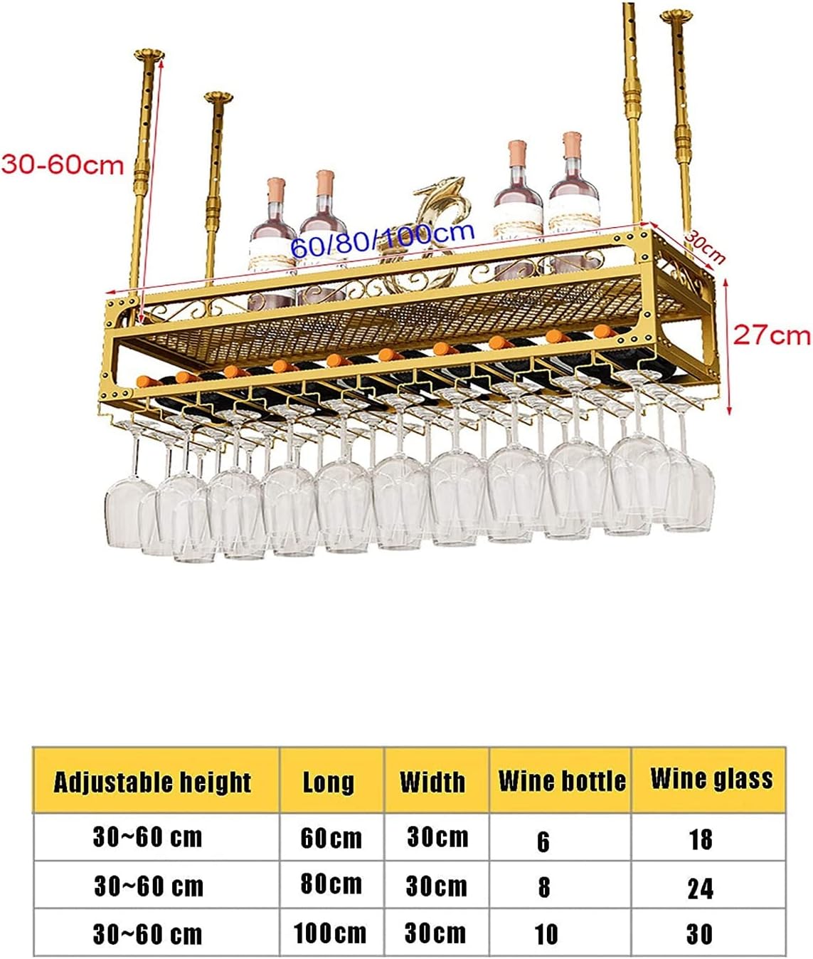 Adjustable 2-Layer Metal Wine Rack for Bar Kitchen Restaurant