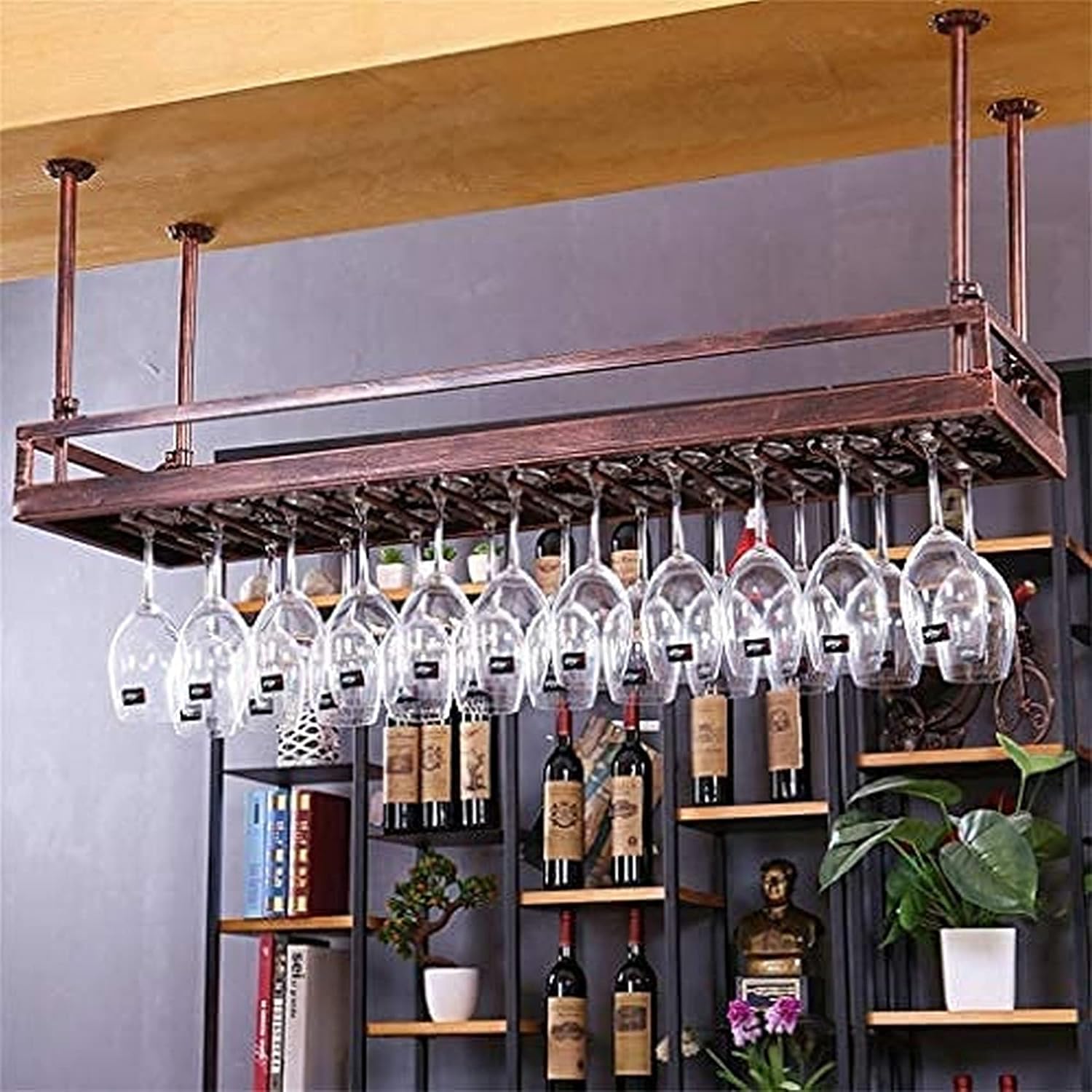 Vintage Rustic Wall-Mounted Wine Rack Metal