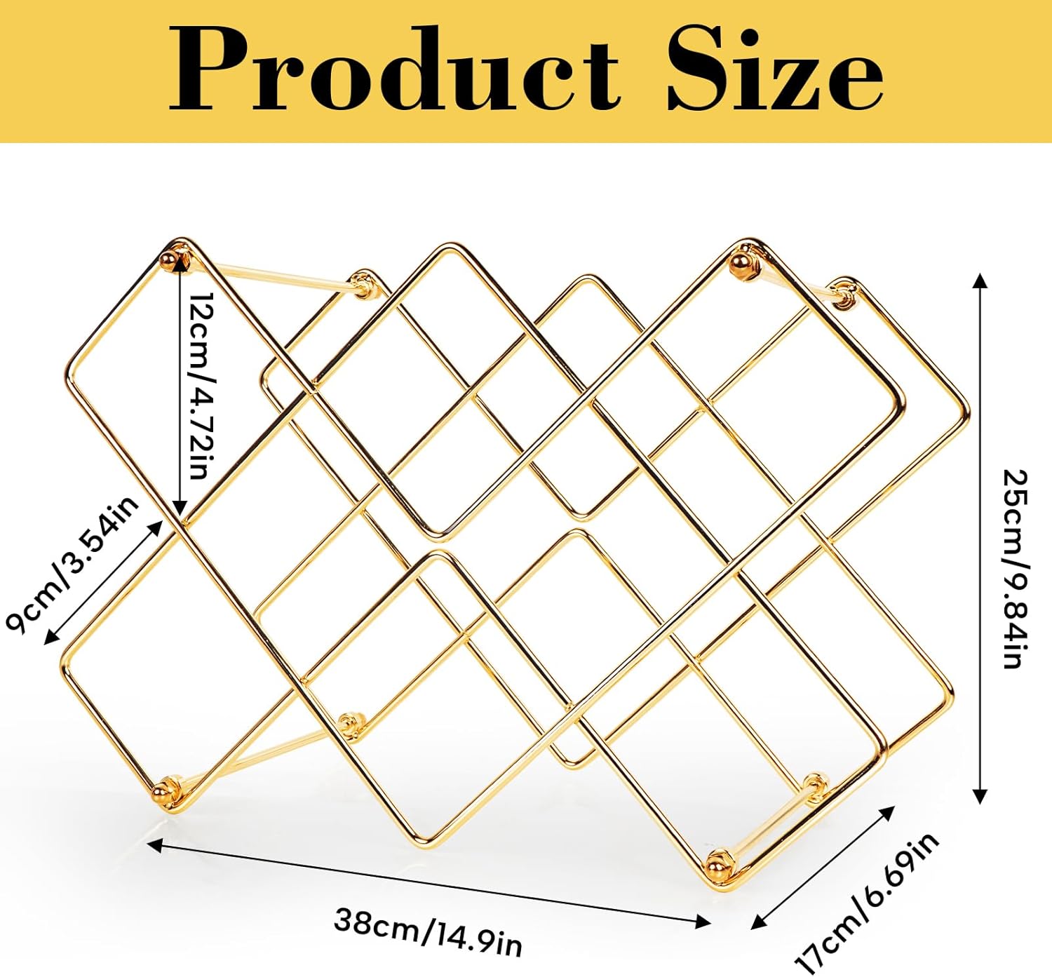 Modern Gold Metal Wine Rack 10 Bottles