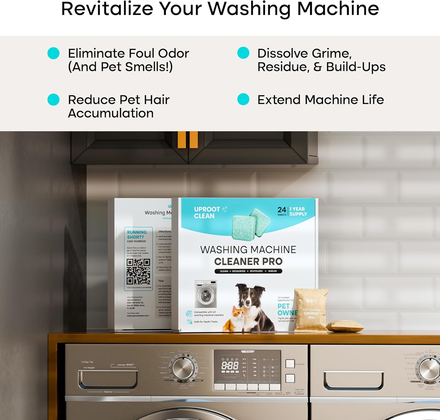 Uproot Clean Washing Machine Cleaner Tablets 24 Pack