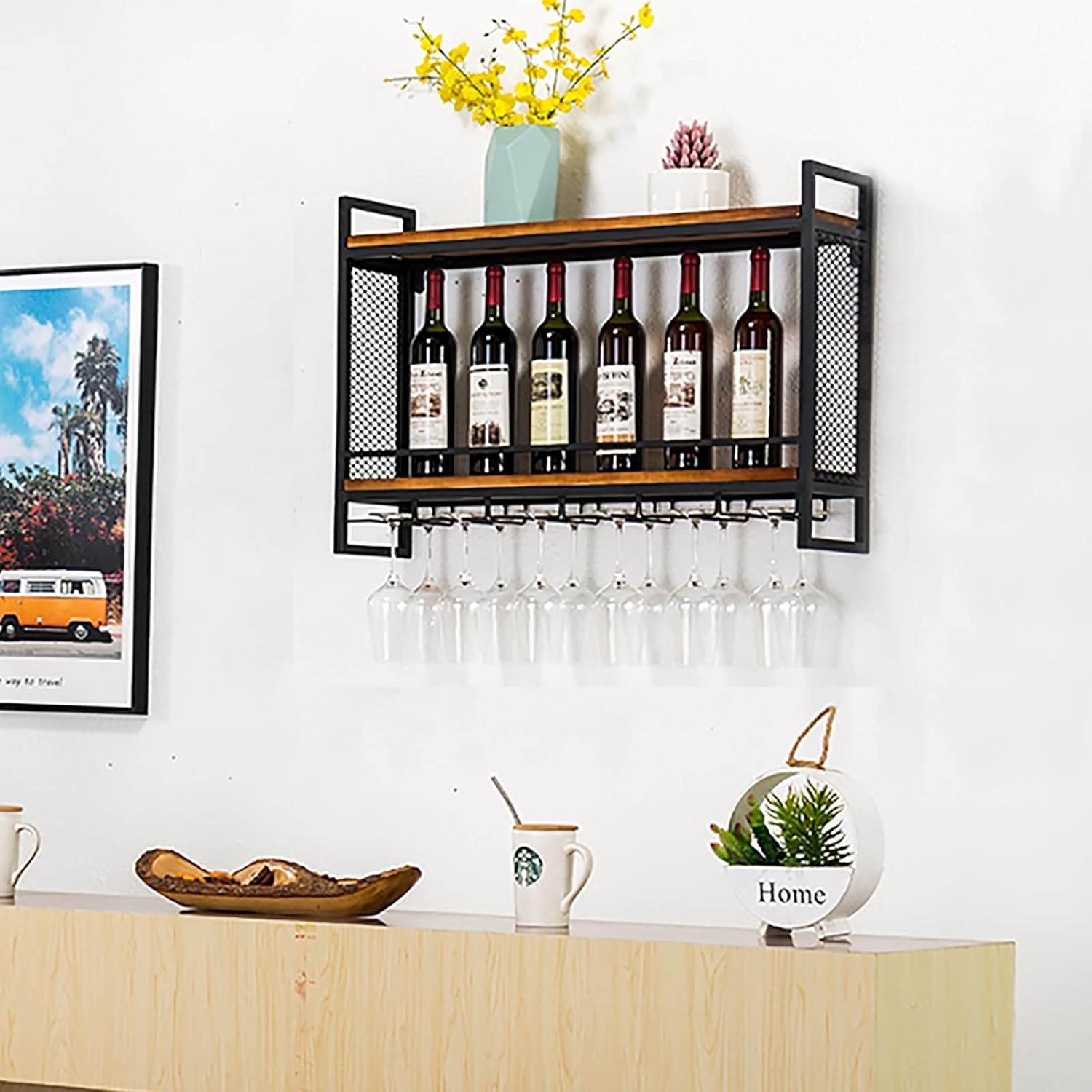 ZJDYDY Wall-Mounted Industrial Wine Rack