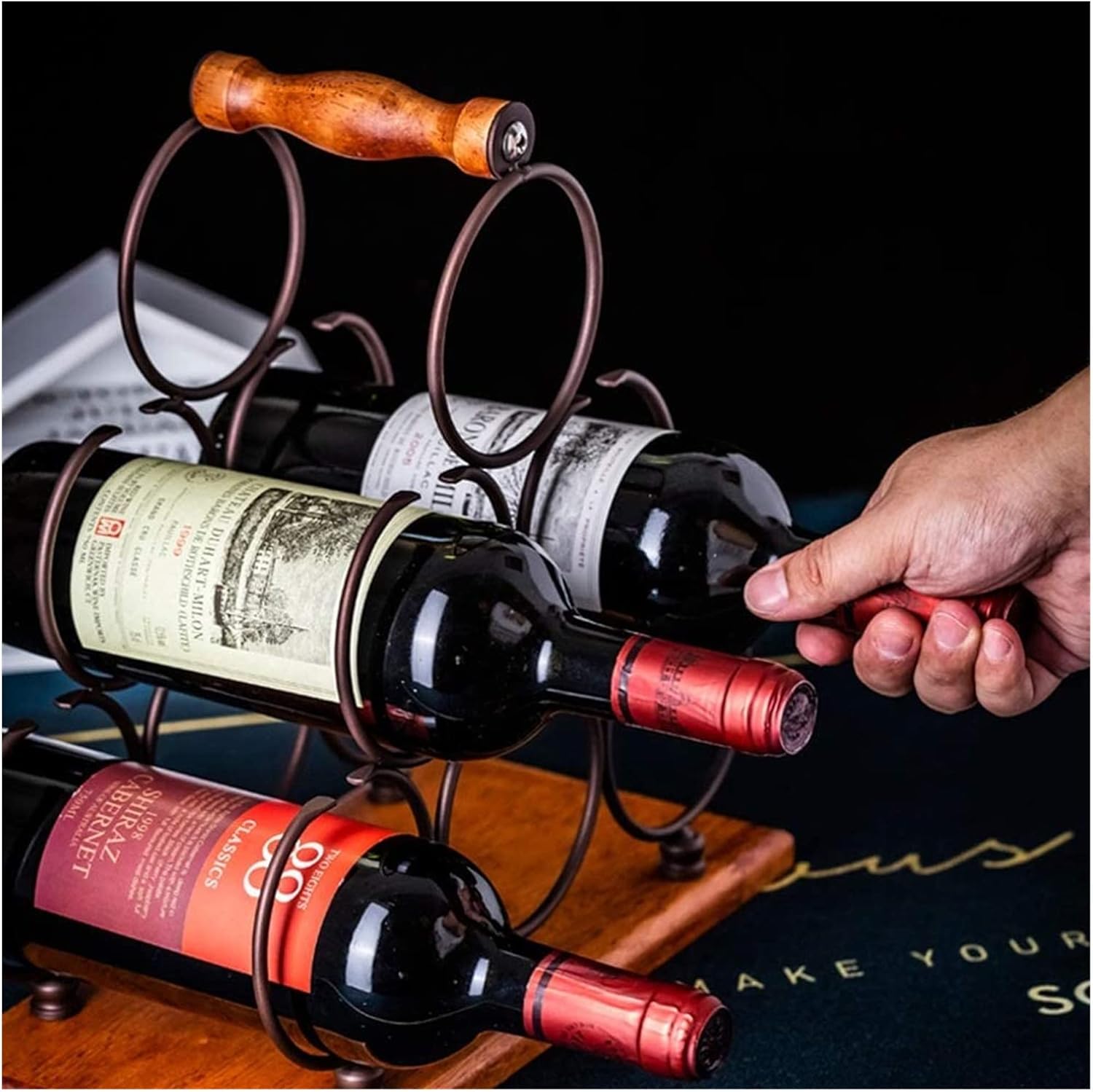 ALDEPO Wine Rack Holds 6 Bottles Wall Mounted Elegant Design