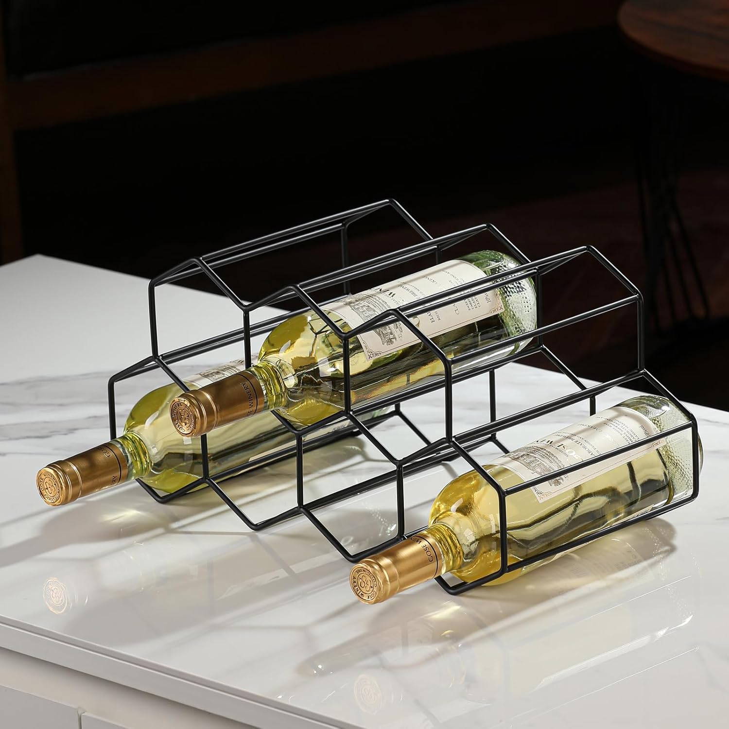 Drincarier 9 Bottle Countertop Wine Rack - Modern Black Metal 2 Tier