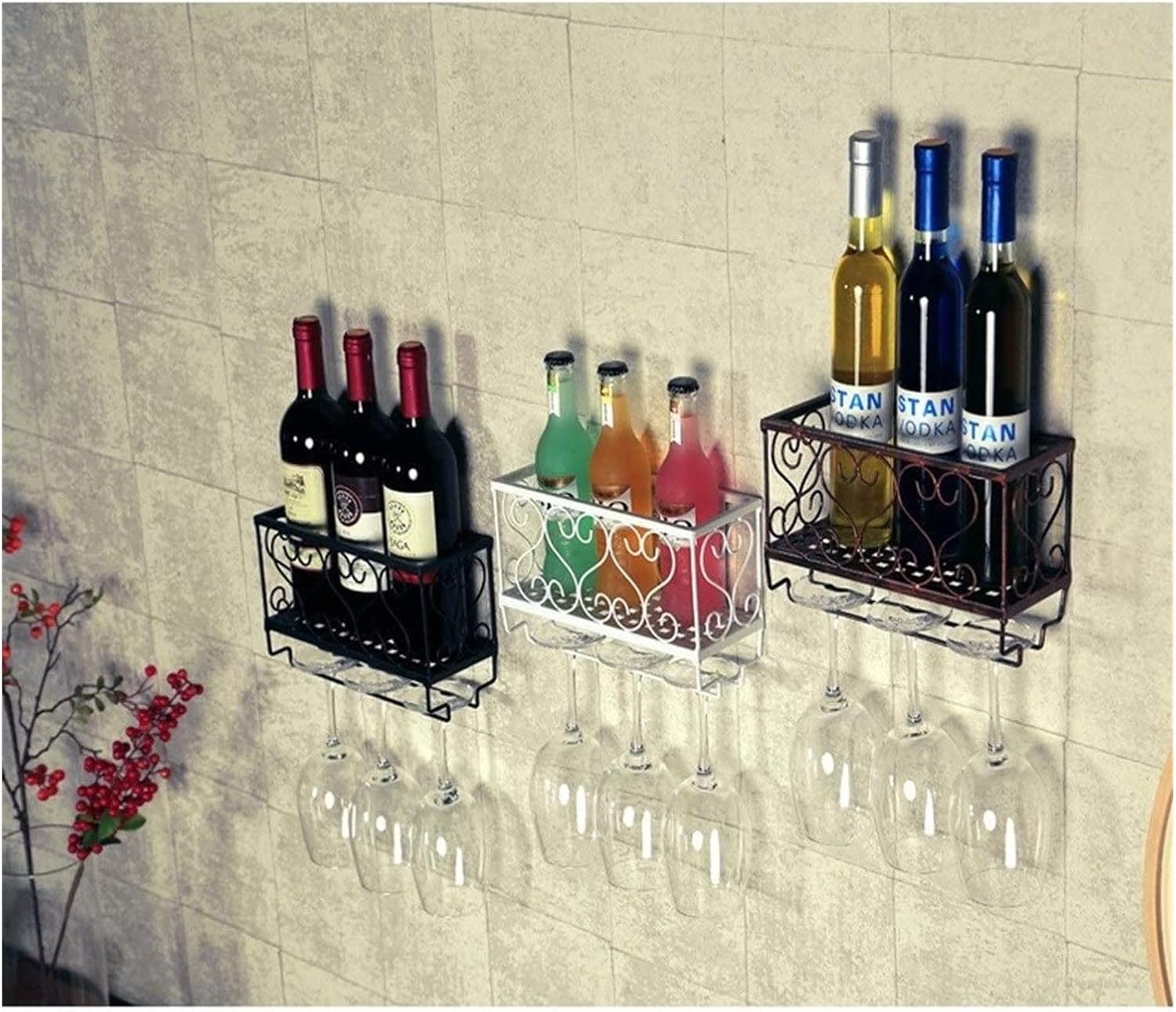 ALDEPO Red Copper Wall-Mounted Wine Rack