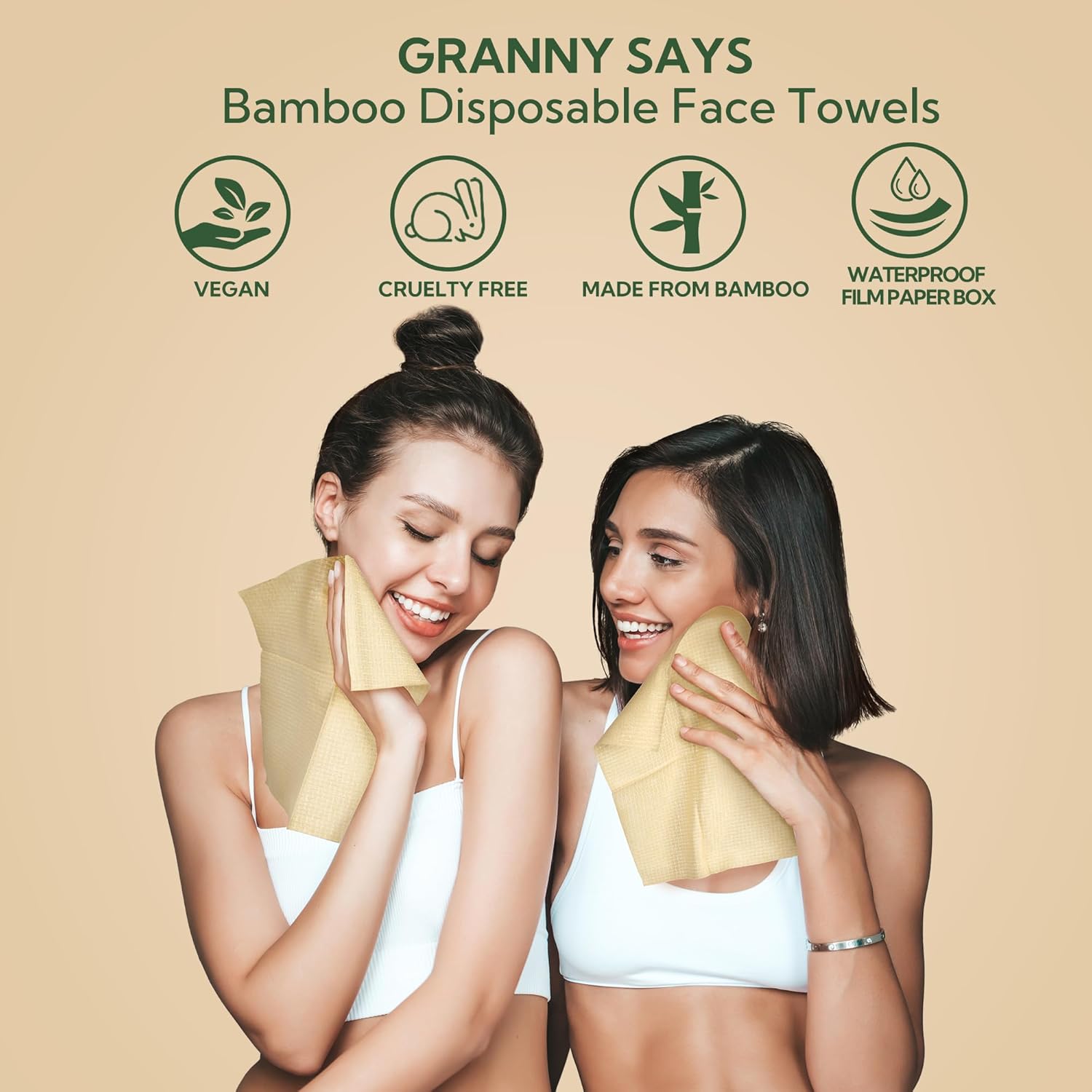 GRANNY SAYS Bamboo Face Towels 100 Count2 Pack 8x10 Inches