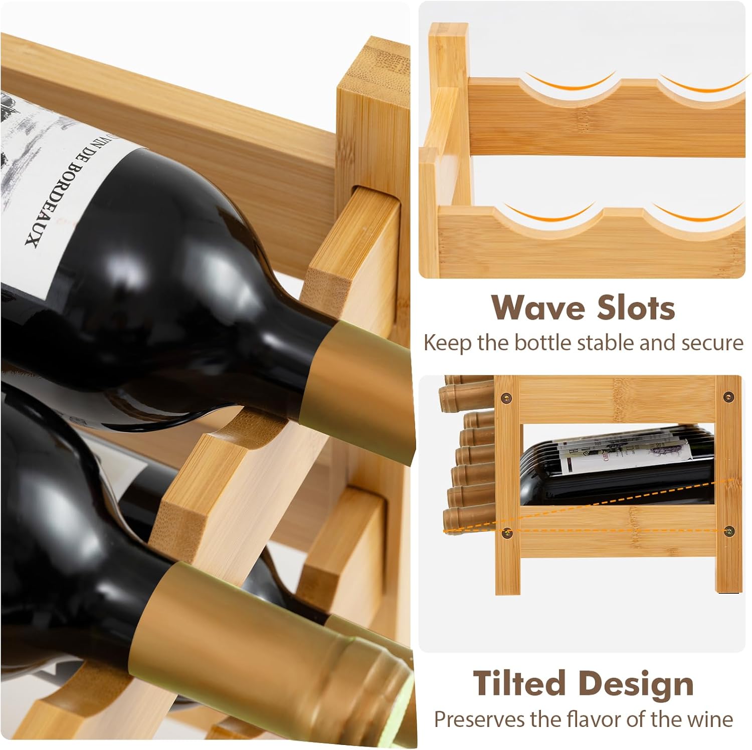 Giantex Bamboo 3 Tier Wine Rack 18 Bottle