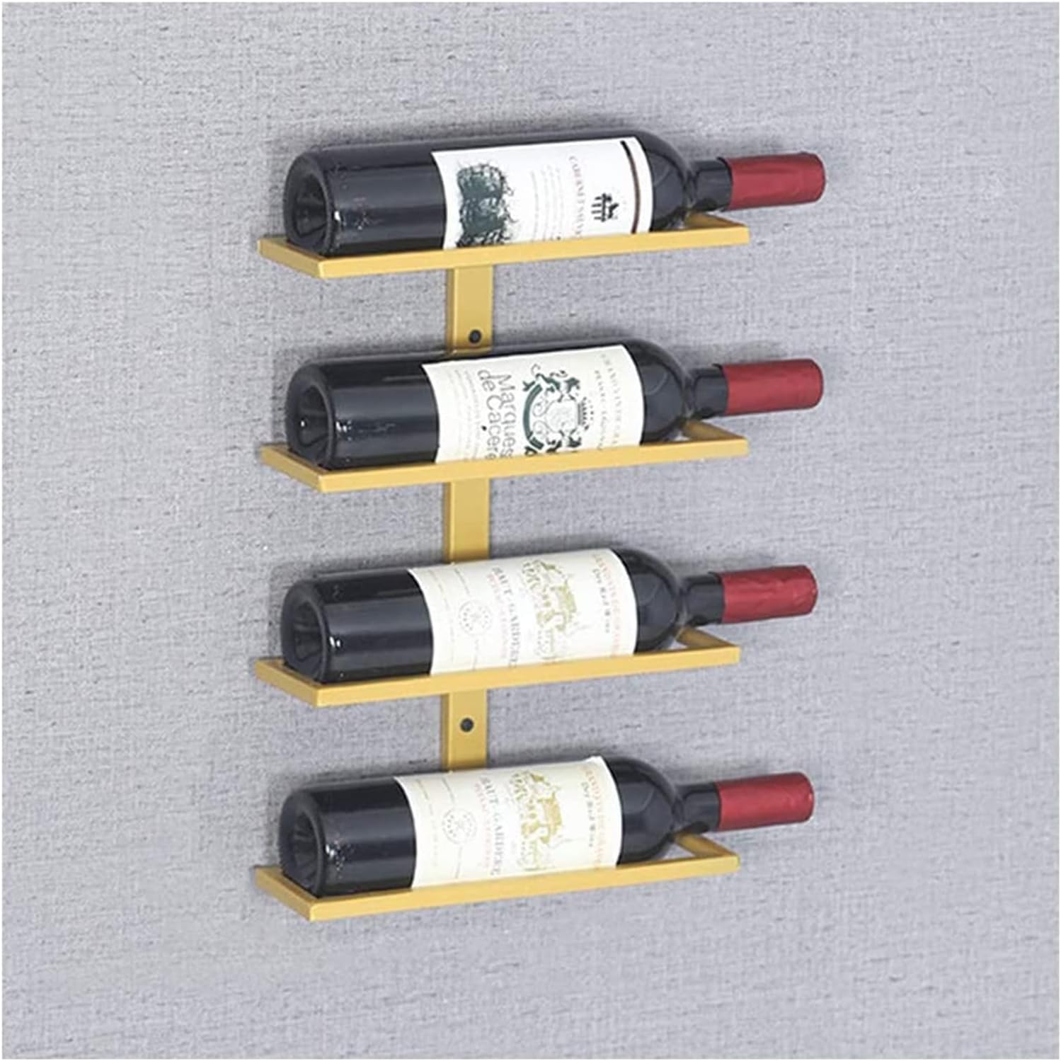 ALDEPO Wall-Mounted Wine Rack 4-Bottle Brown Metal Display Holder