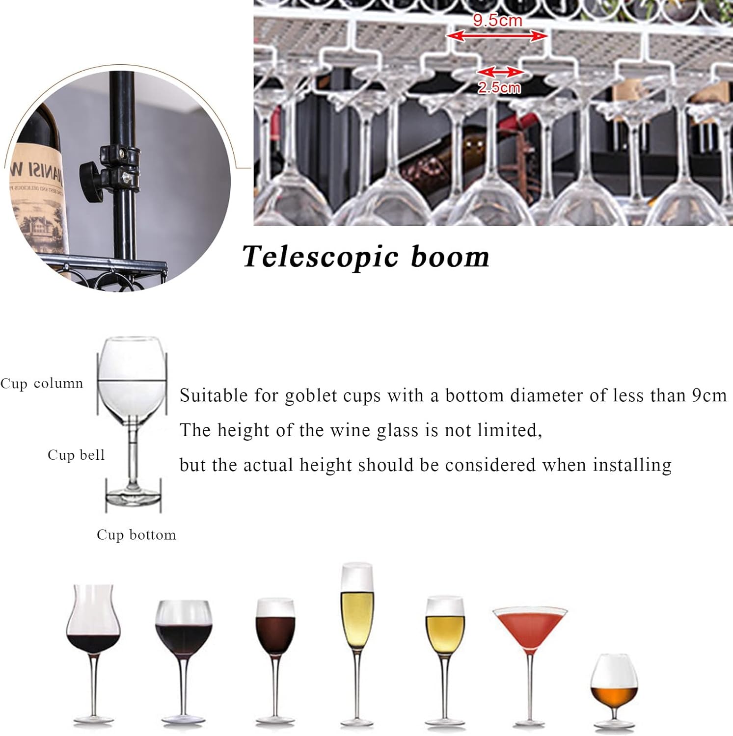 Suuim White Wine Rack Ceiling Hanging Storage
