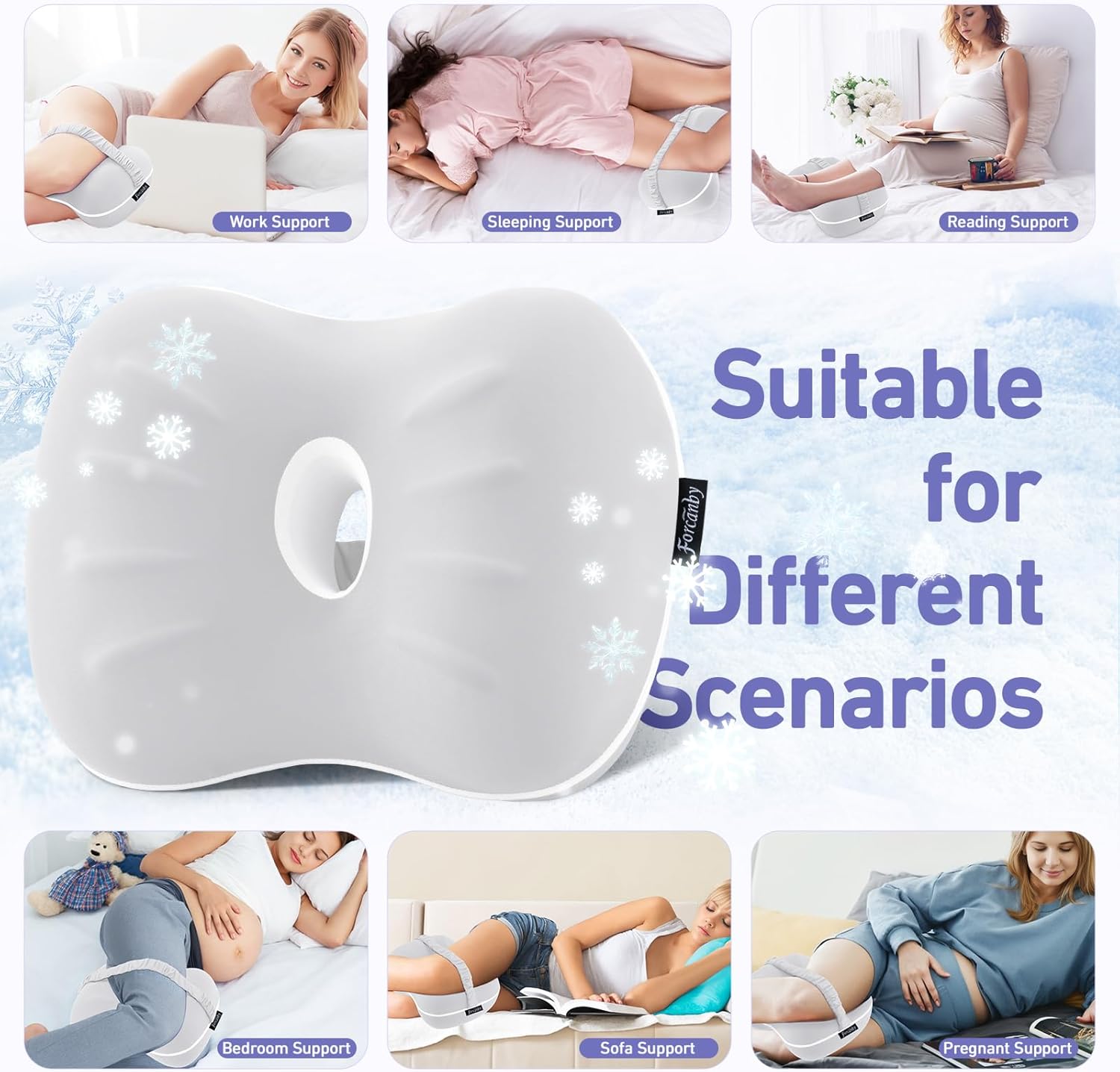 Forcanby Knee Pillow - Memory Foam Leg Pillow for Side Sleepers