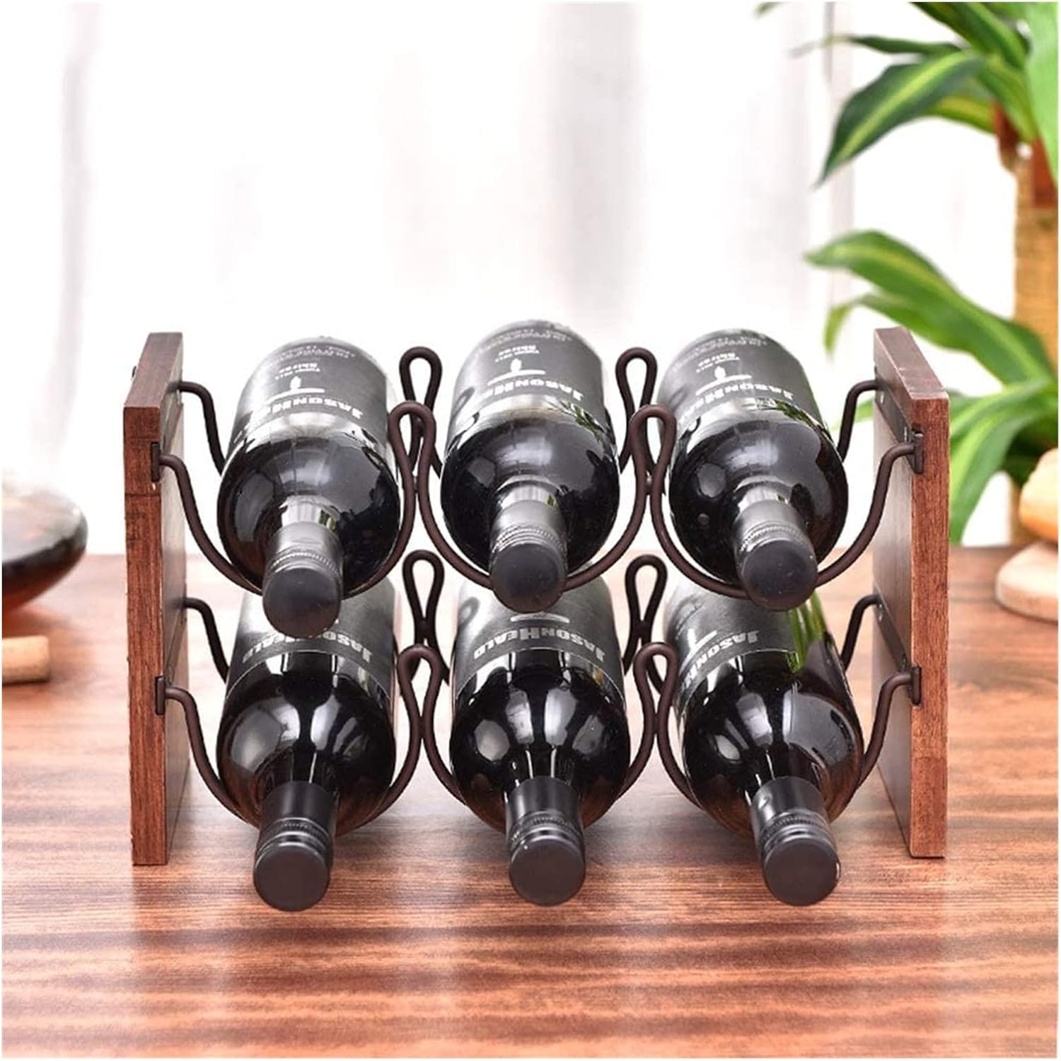 ALDEPO 6-Bottle Stackable Wall Mounted Wine Rack Brown
