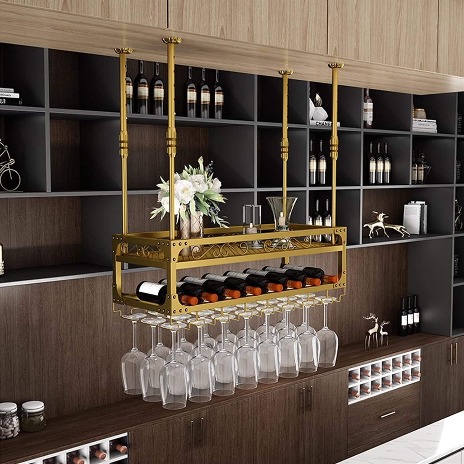 Suuim Wine Rack with Adjustable Height and Hanging Mount