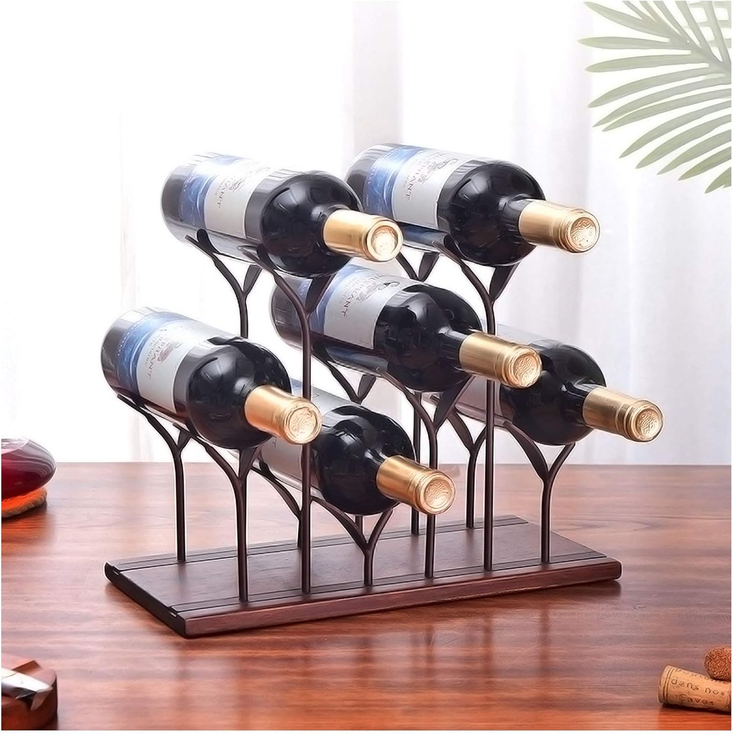 BOCbco Tabletop Wine Rack with 4 Bottles and 4 Glasses