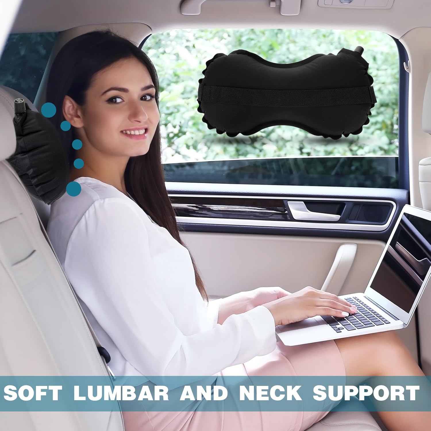 GlikCeil 2 Pcs Inflatable Travel Lumbar Pillow