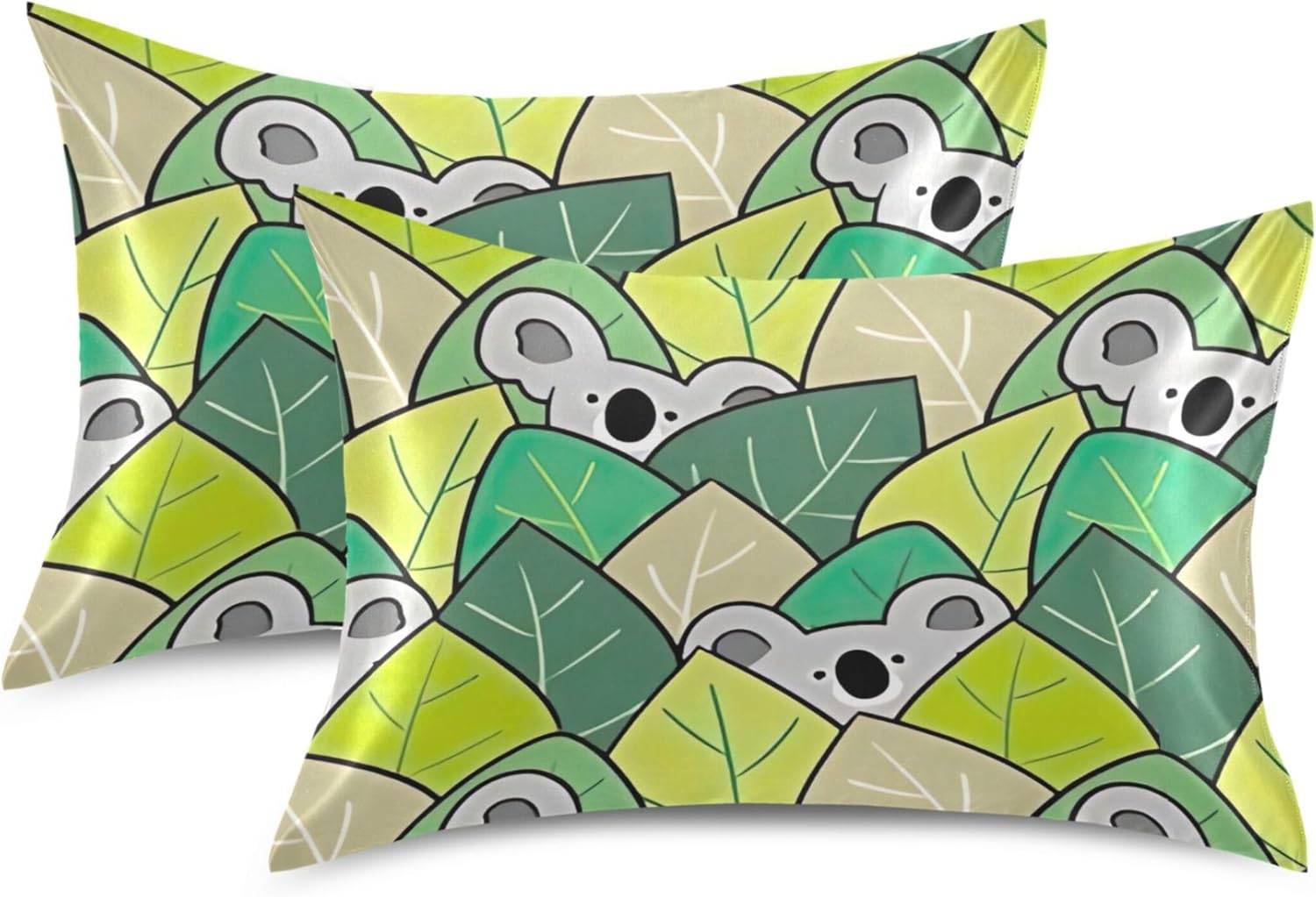 TSENQUE Cartoon Koala Bear Leaf Sateen Pillowcase 1