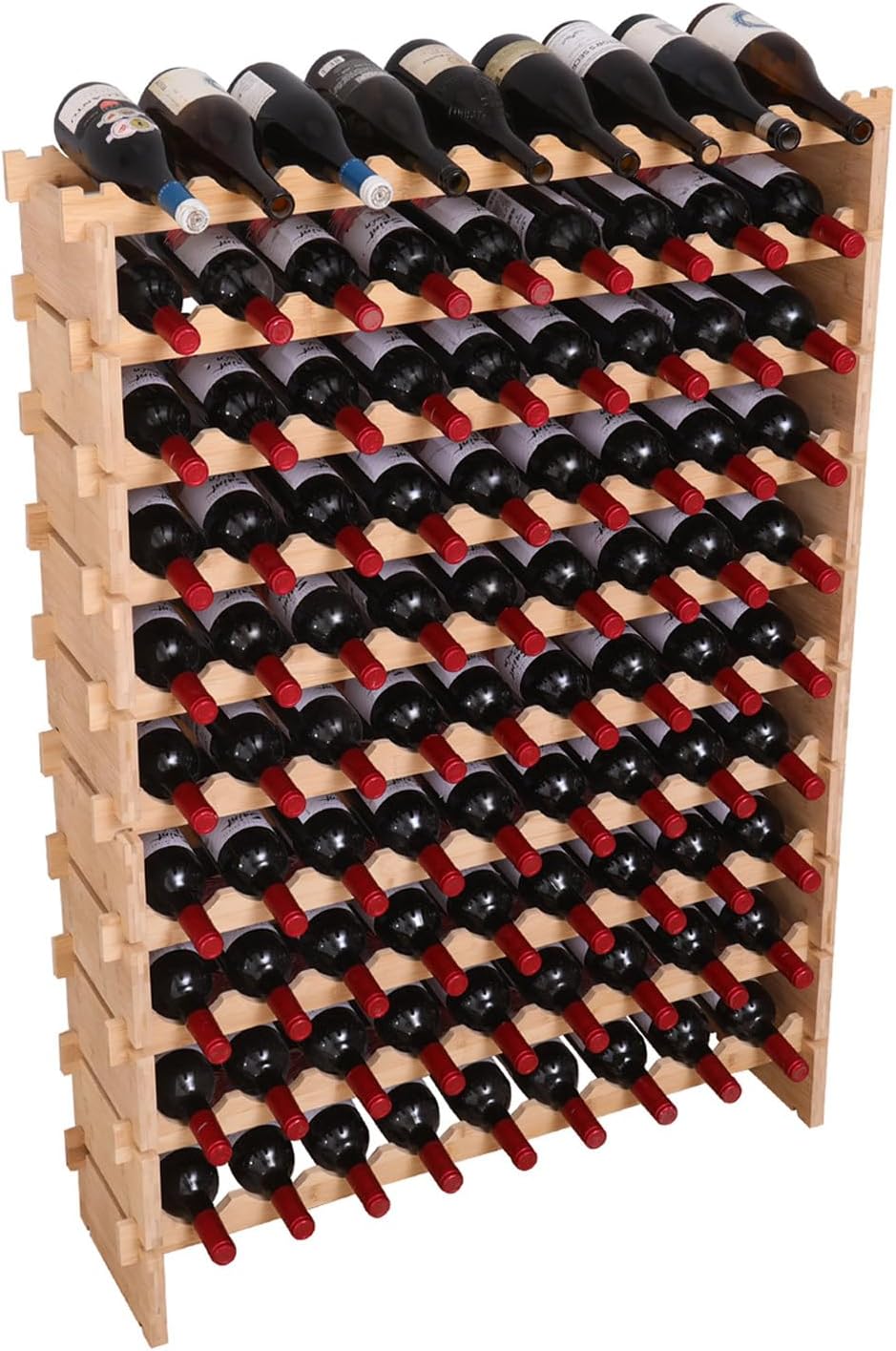 FDHUIJIA 90 Bottle Bamboo Wine Rack Cabinet