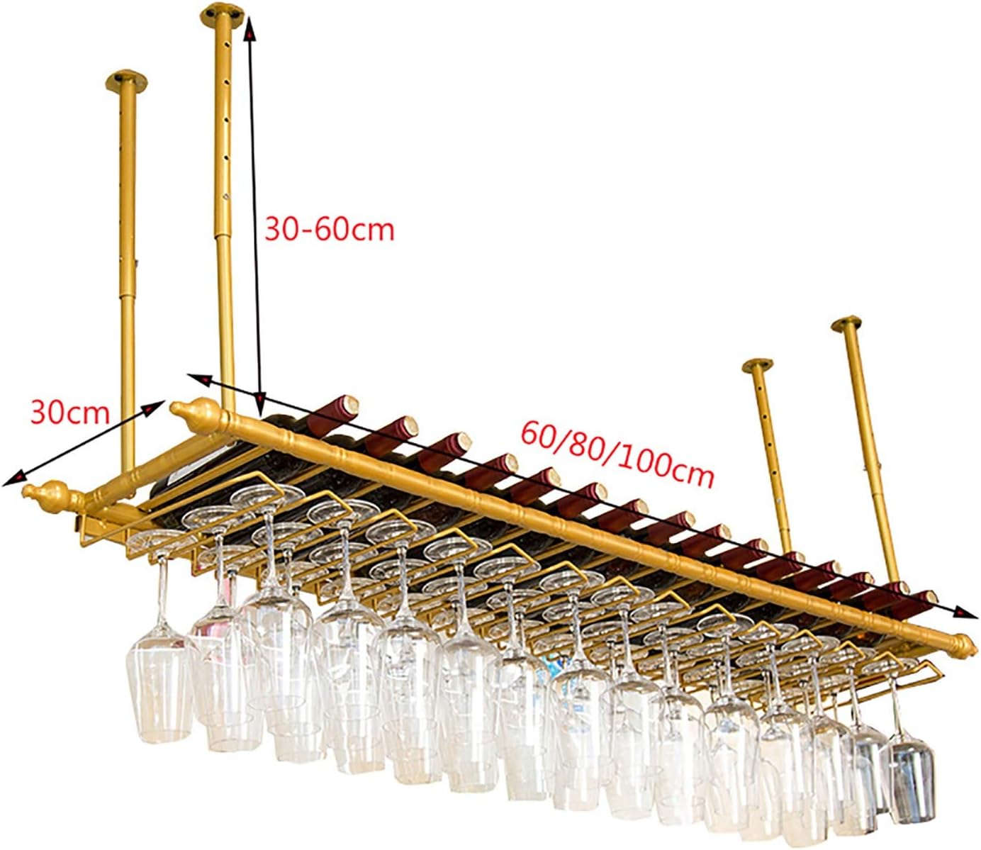 Ceiling Wine Rack with Adjustable Height and Spacing