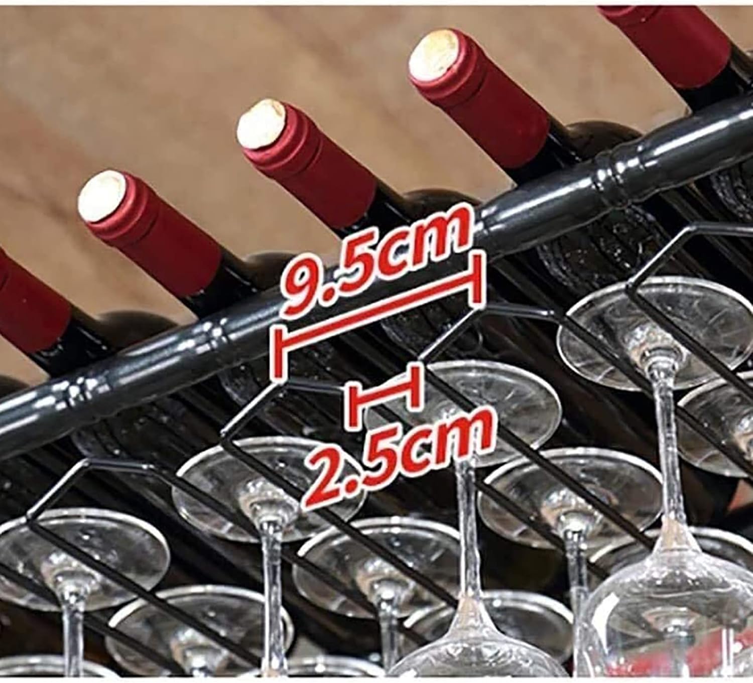 Industrial Metal Wine Rack with Adjustable Height Black 100cm