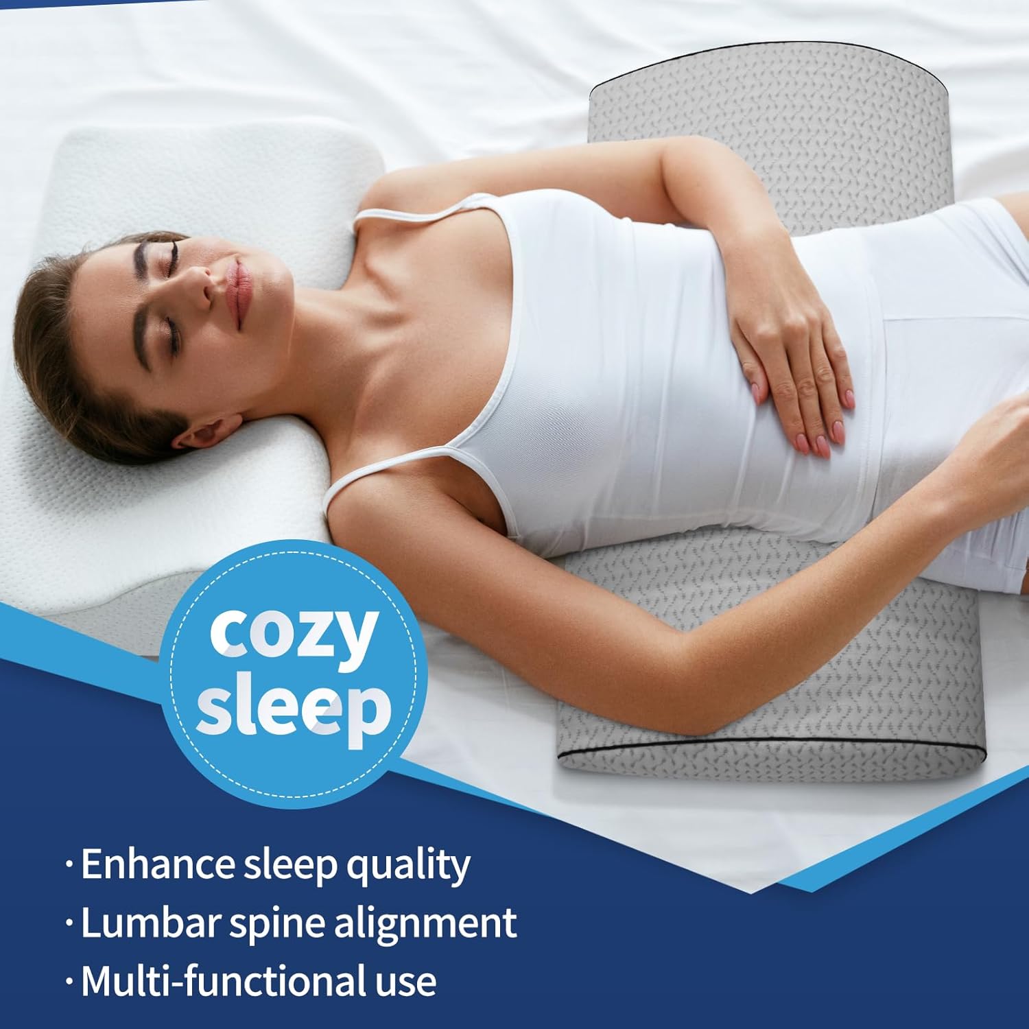 Nockovi Lumbar Support Pillow for Back Pain Relief