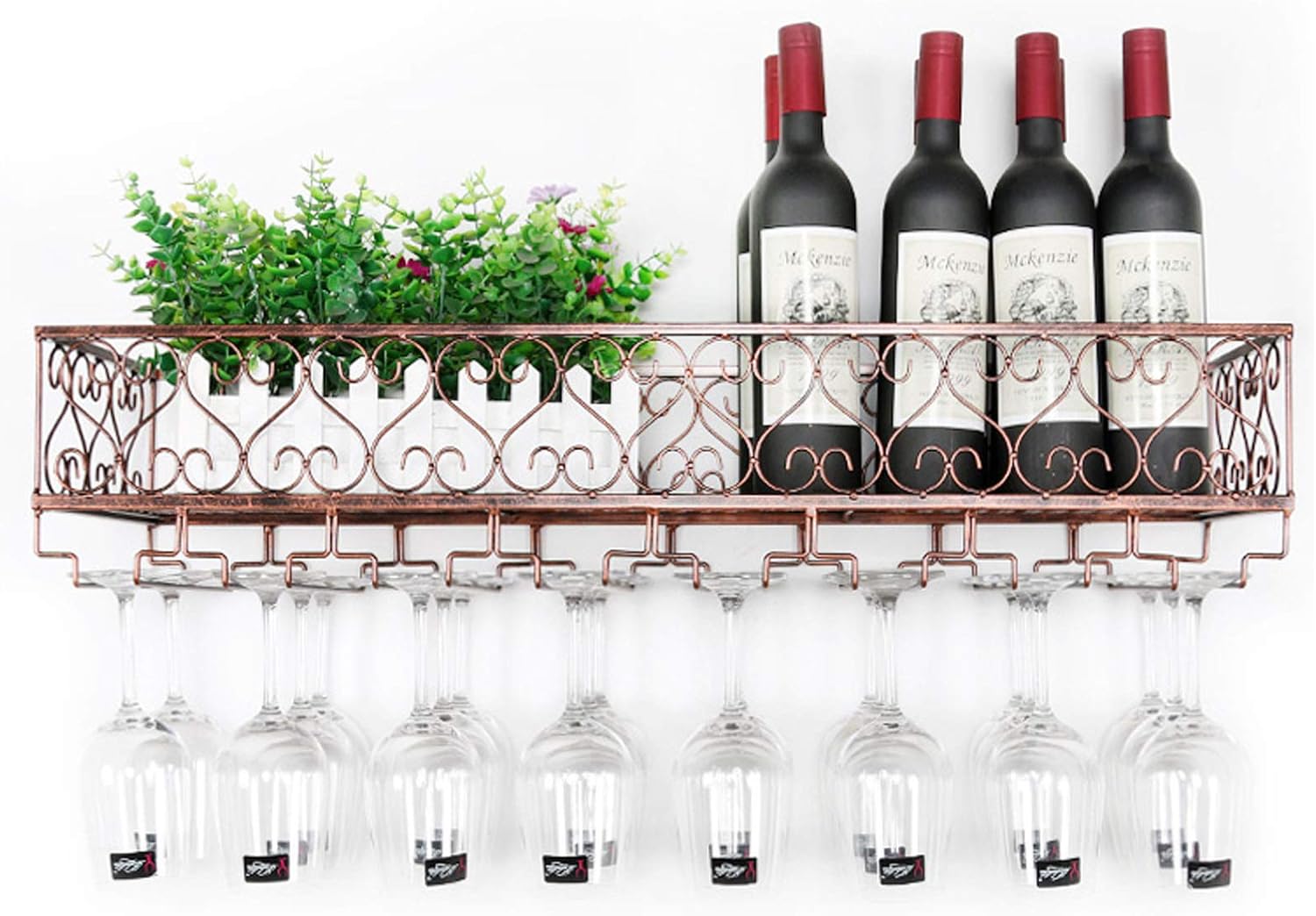 Mounted Wine Racks Industrial Rustic Wall Mount Wine Rack with Glass Holder