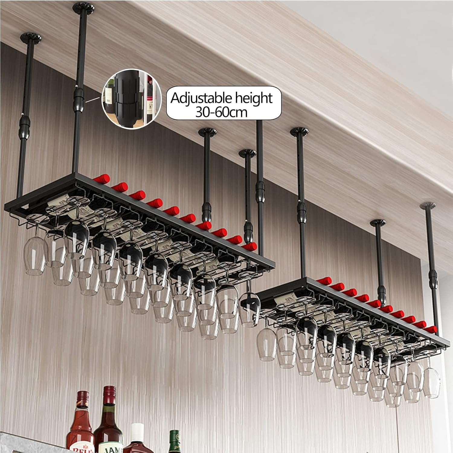 Adjustable Metal Wine Glass Holder for Kitchen and Bar