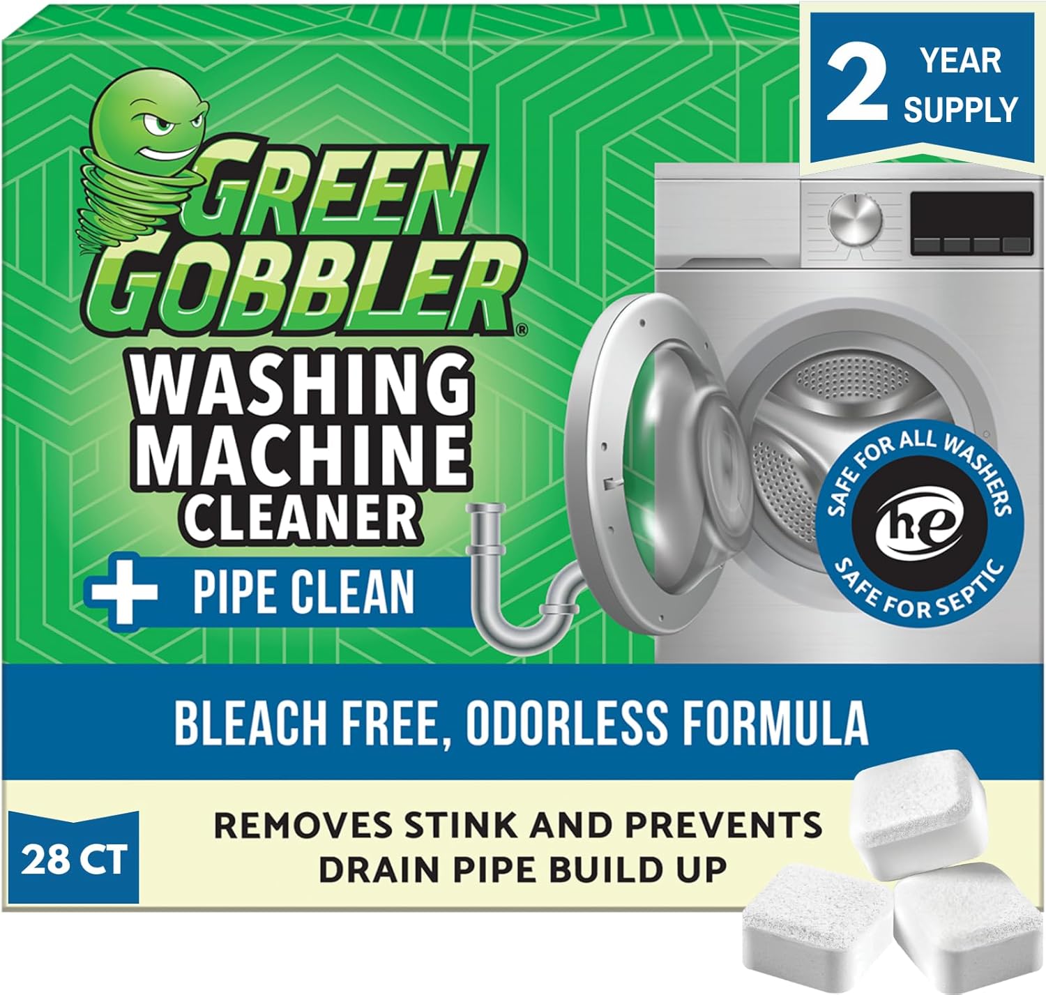 Green Gobbler Washing Machine Cleaner Tablets 28 Count