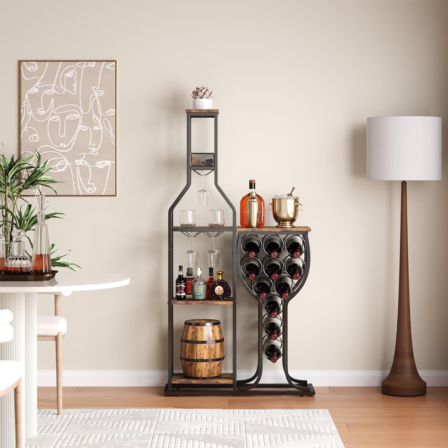 HavenlyYouth 5-Tier Freestanding Wine Cabinet with RGB Lighting 1