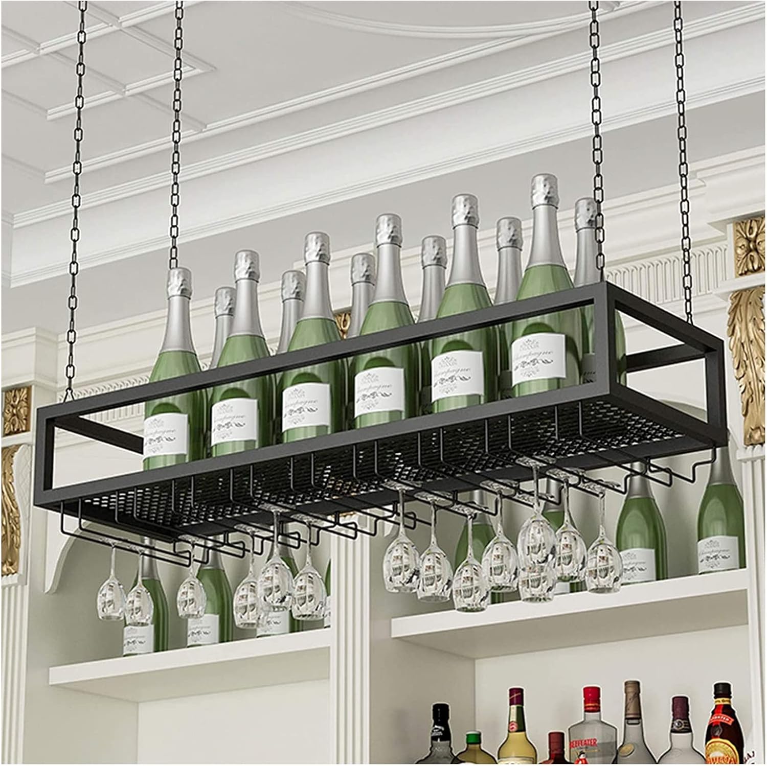 ALDEPO Adjustable Metal Wine Rack Ceiling Holder
