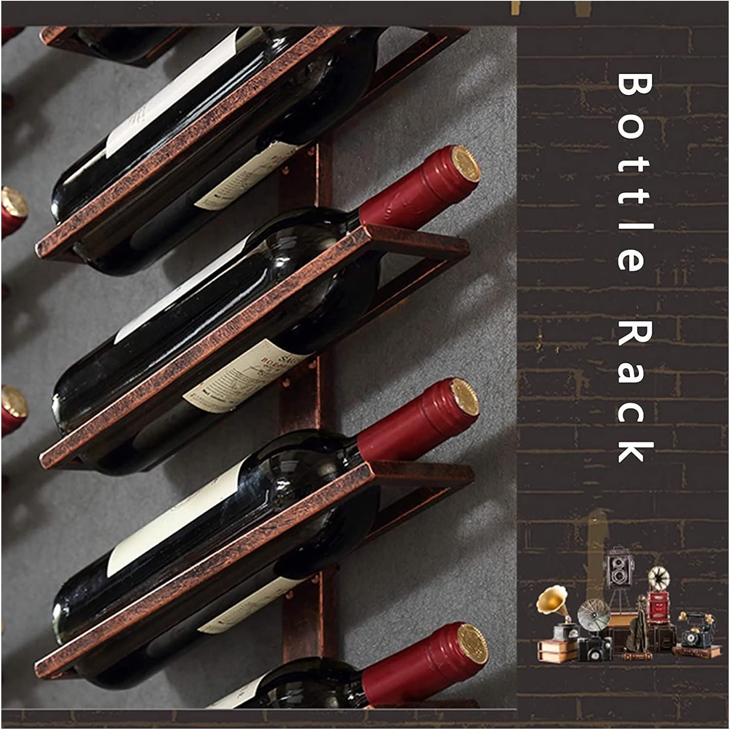 ALDEPO Wall-Mounted Wine Rack Bronze 2 Bottles