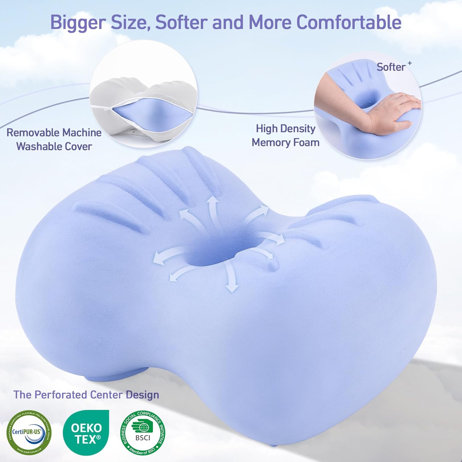Forcanby Knee Pillow - Memory Foam Leg Pillow for Side Sleepers