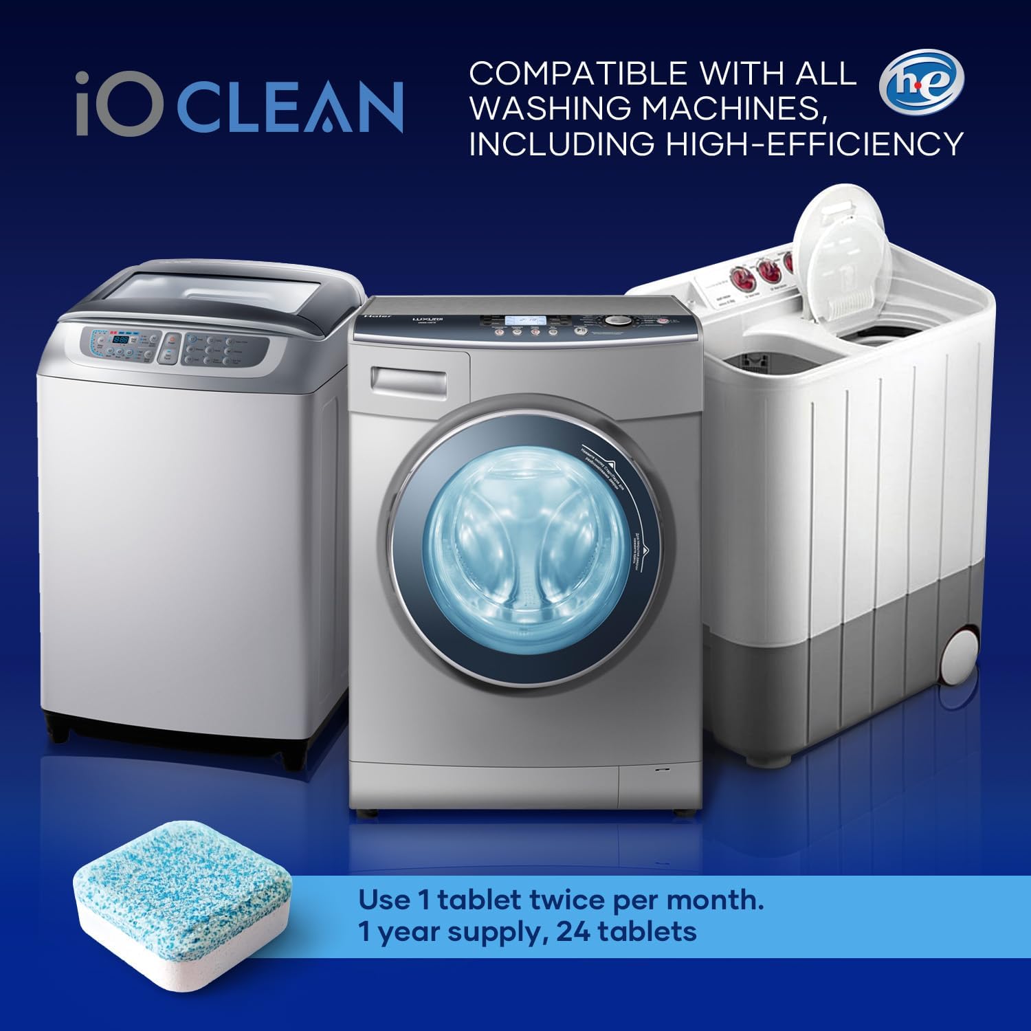 iO CLEAN Washing Machine Tablets 24 Pcs - Deep Clean and Descaler