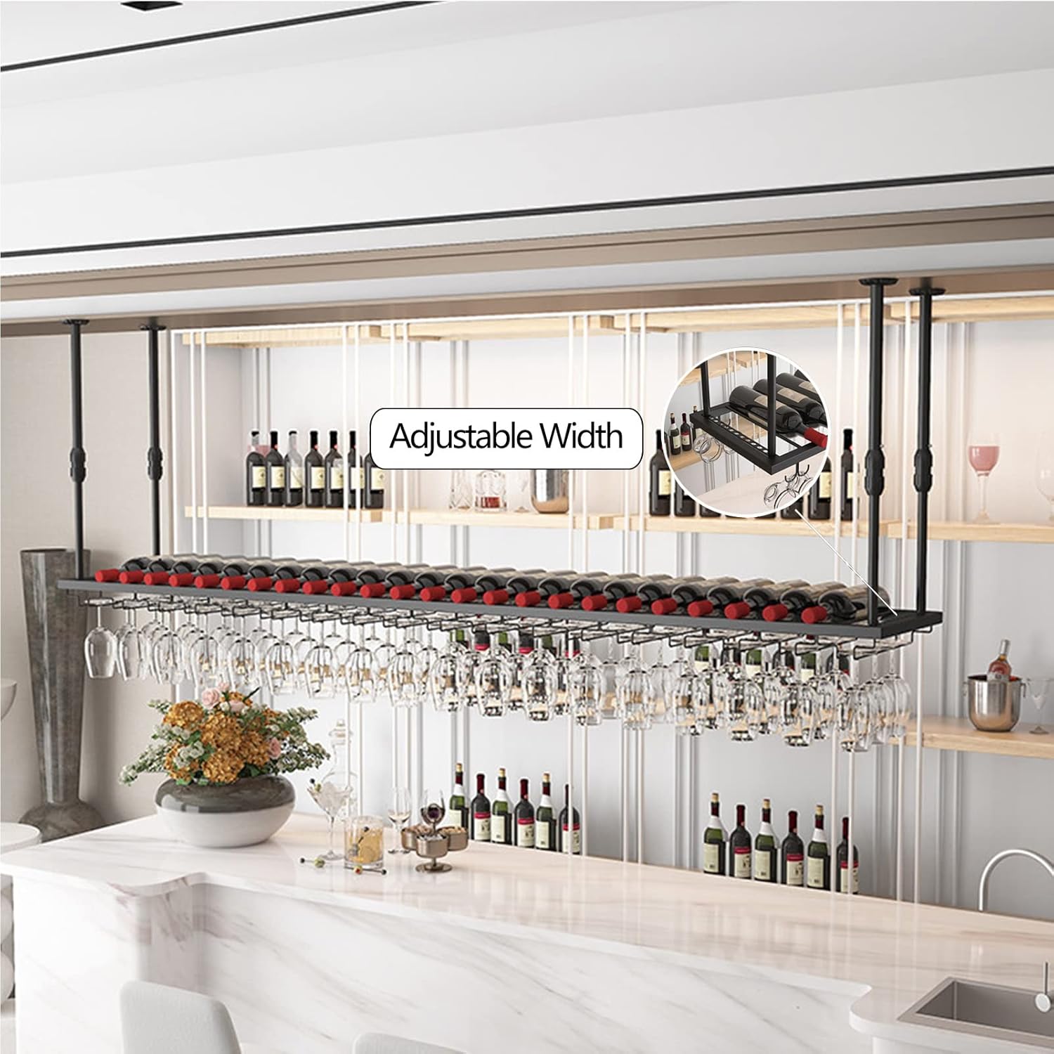 Adjustable Metal Wine Glass Holder for Kitchen and Bar