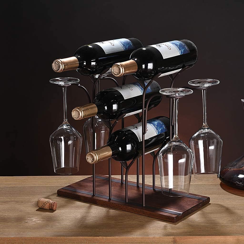 BOCbco Tabletop Wine Rack 4 Bottles 4 Glasses 1