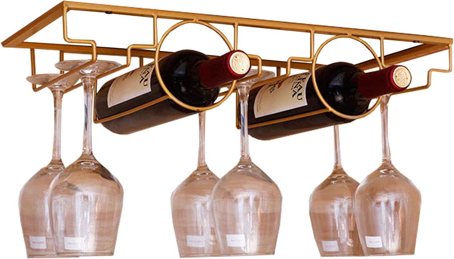Elegant Wall-Mounted Wine Racks with Rose Gold Finish