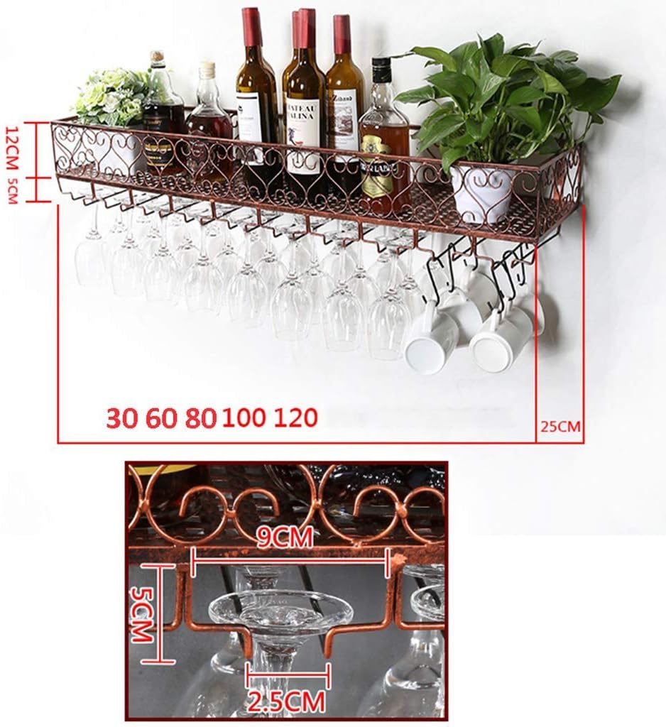 Retro Wall-Mounted Wine Rack with Metal Shelf