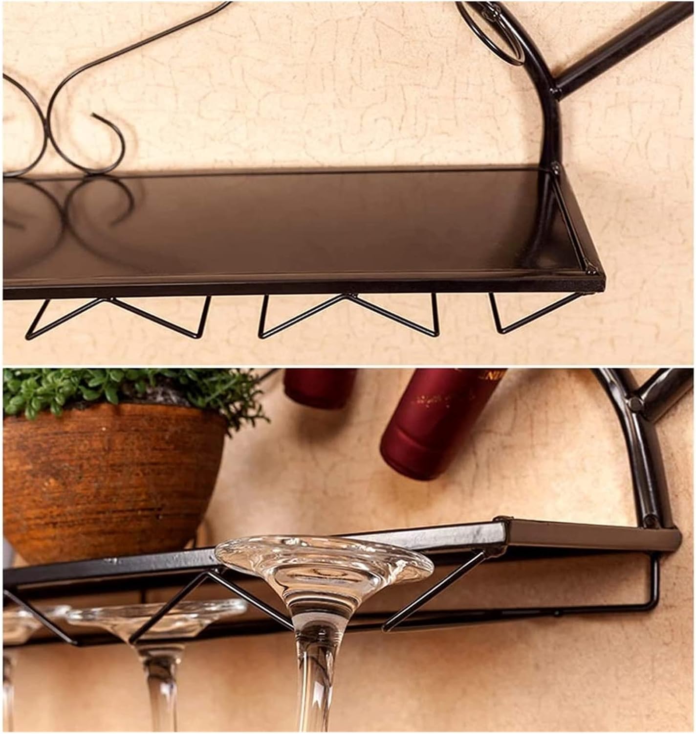 ALDEPO Wall-Mounted Wine Rack - 7 Bottles 10 Glasses