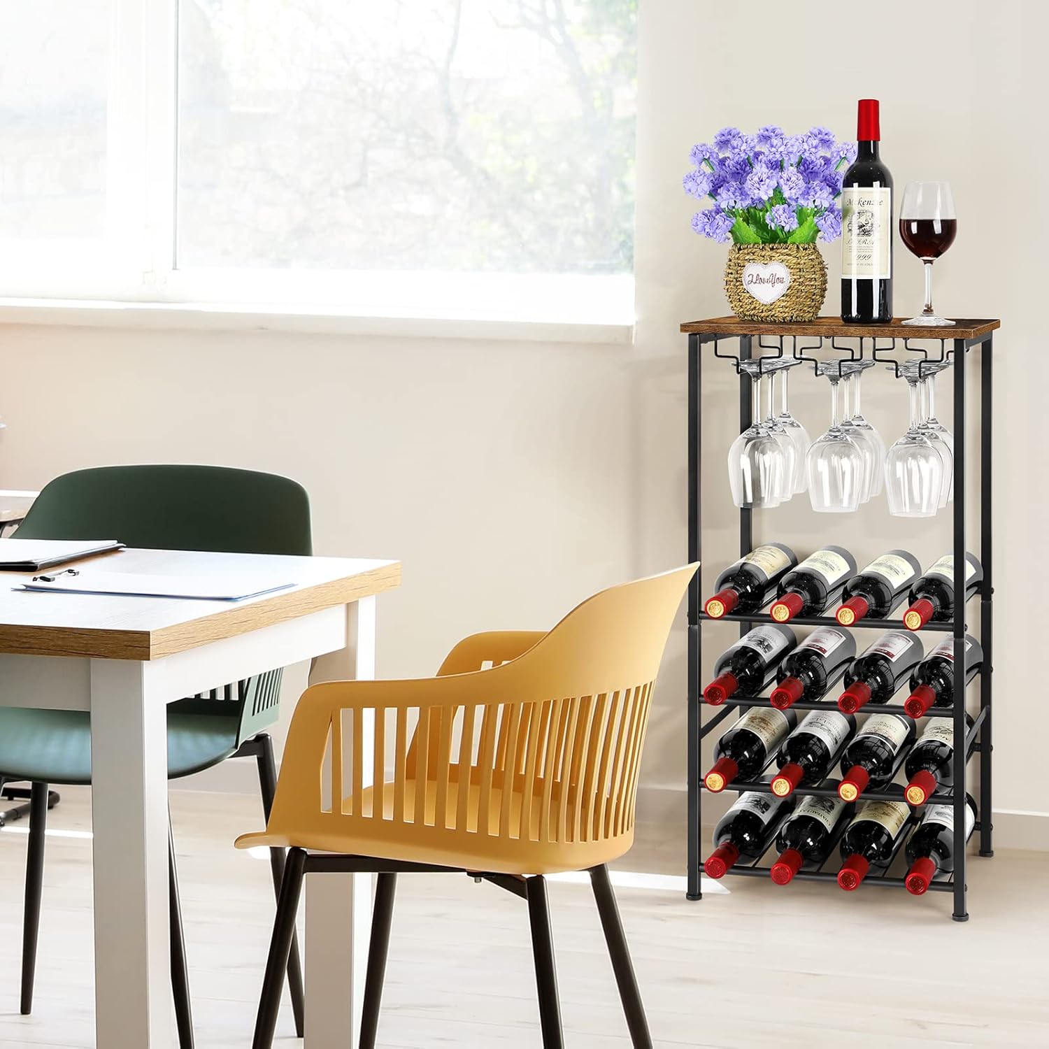 OYEAL Freestanding Wine Rack with 16 Bottle Capacity 1