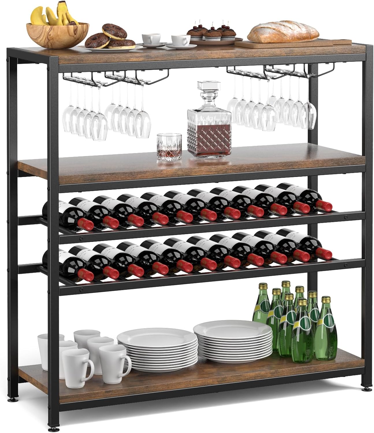 Giantex 5-Tier Wine Rack Table with 22 Bottles and 20 Glasses Holder