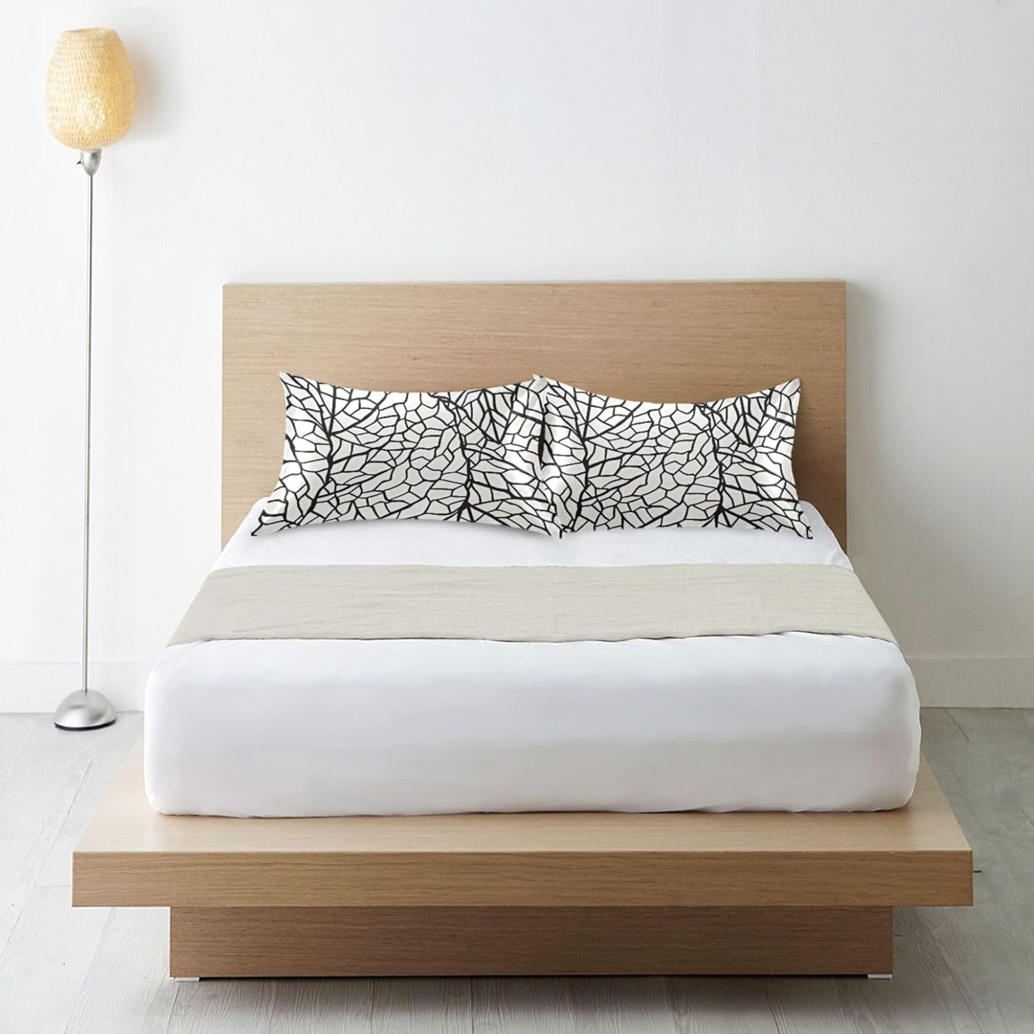TSENQUE Leaves Geometric Satin Pillow Case Cooling Bed Decor