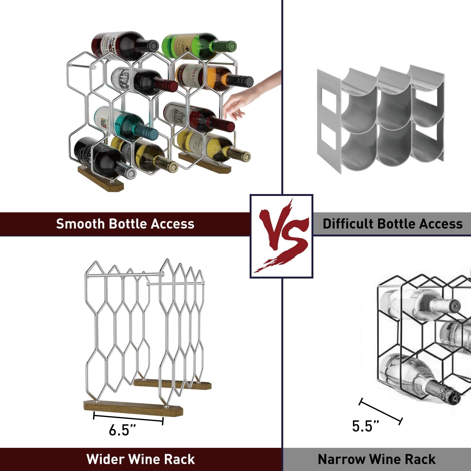 Buruis 14-Bottle Wine Rack with Chrome Base