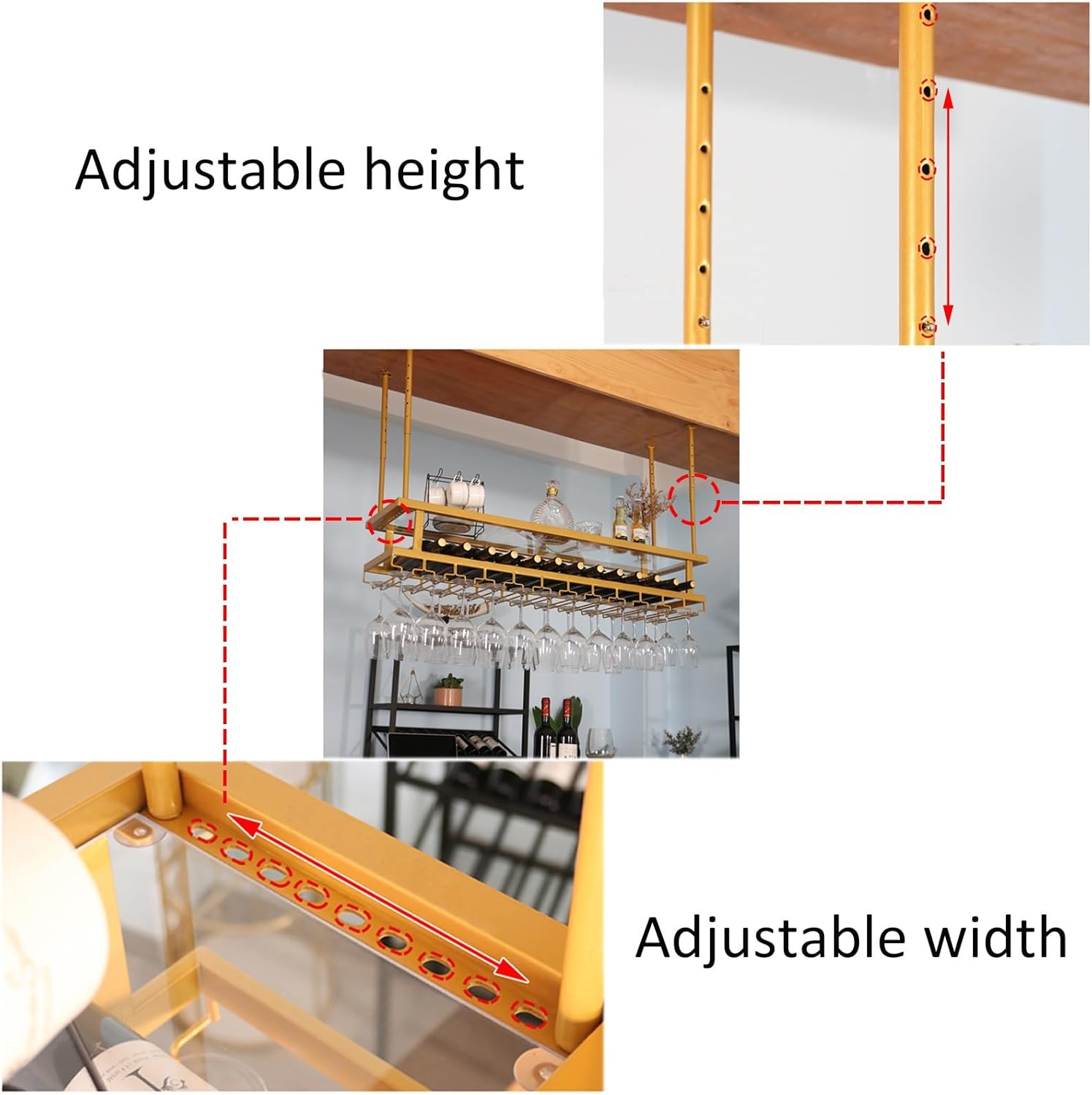 LIGUOYI Adjustable Wine Glass Rack with Screws