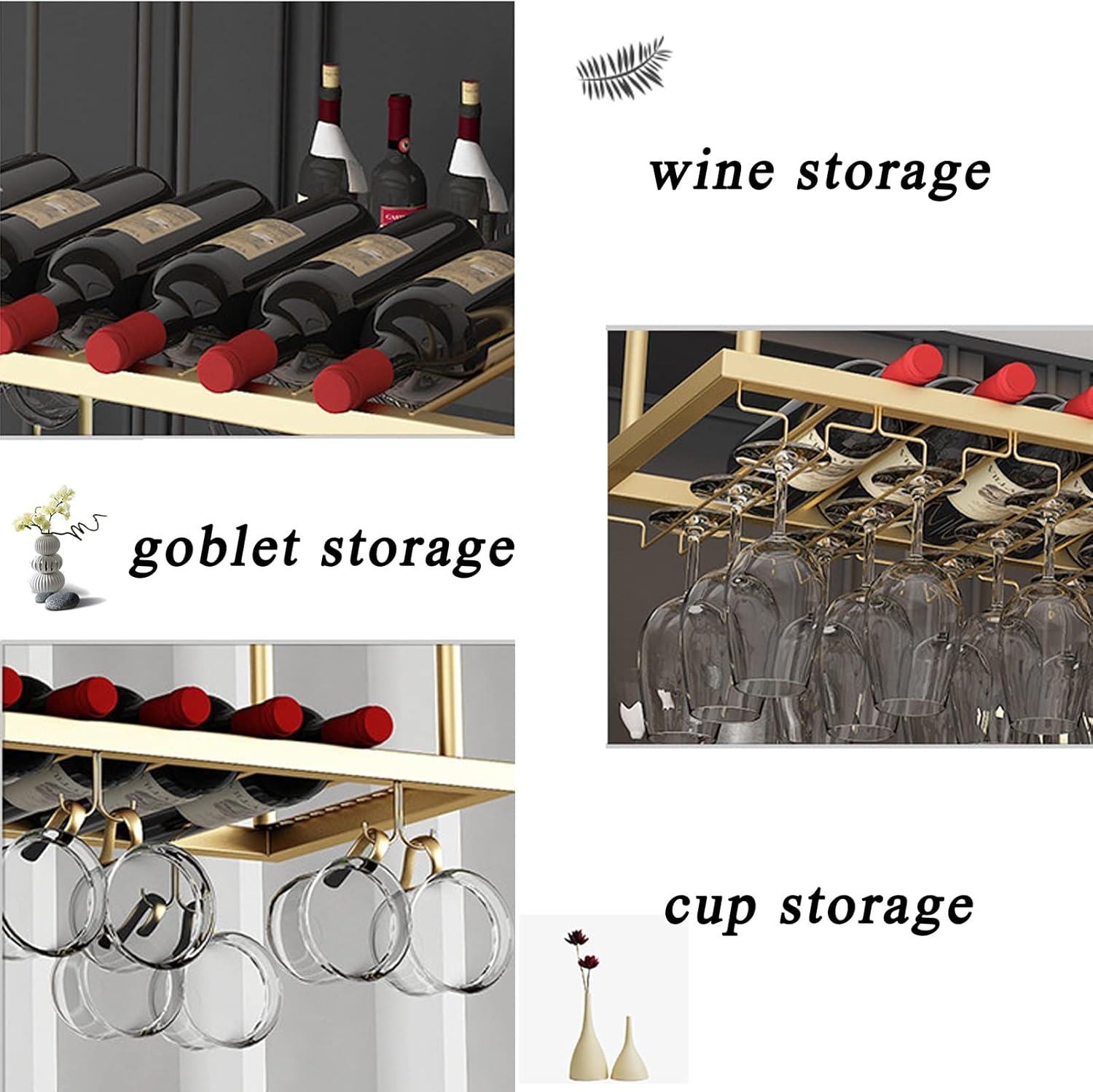 Suuim Wine Rack Ceiling Iron Art Adjustable Glass Holder