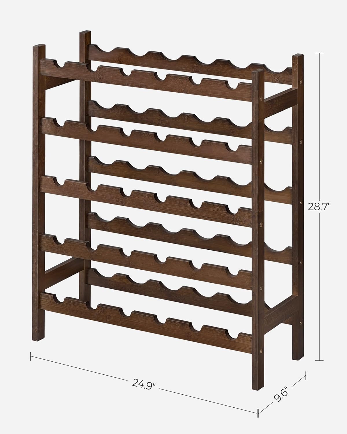 SONGMICS 30-Bottle Bamboo Wine Rack 5-Tier Freestanding Display Stand