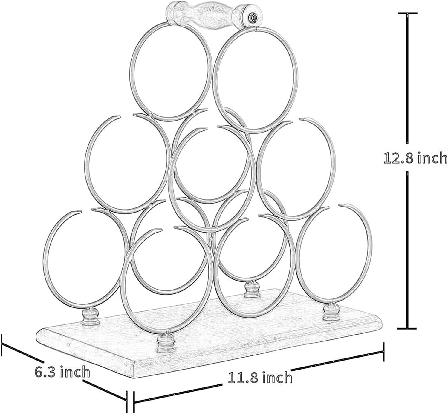 ALDEPO Rustic Tabletop Wine Rack 6 Bottles