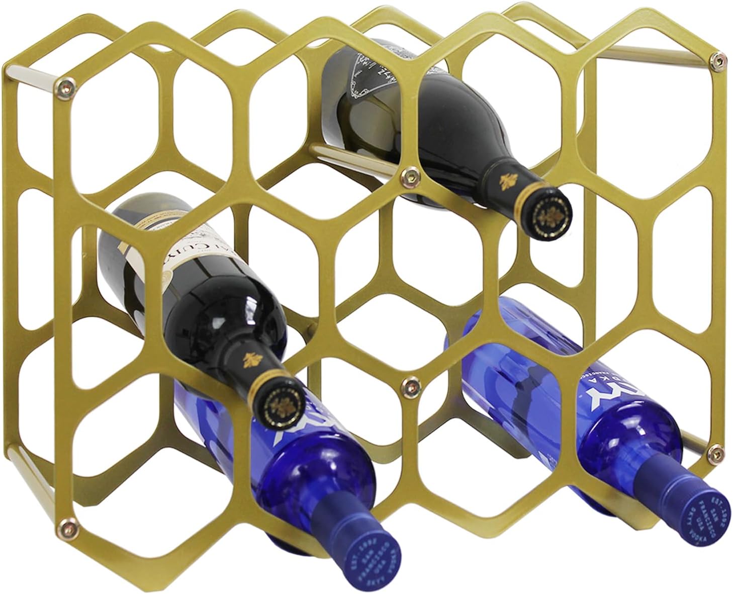 AT-VALY 14 Bottle Countertop Wine Rack Gold