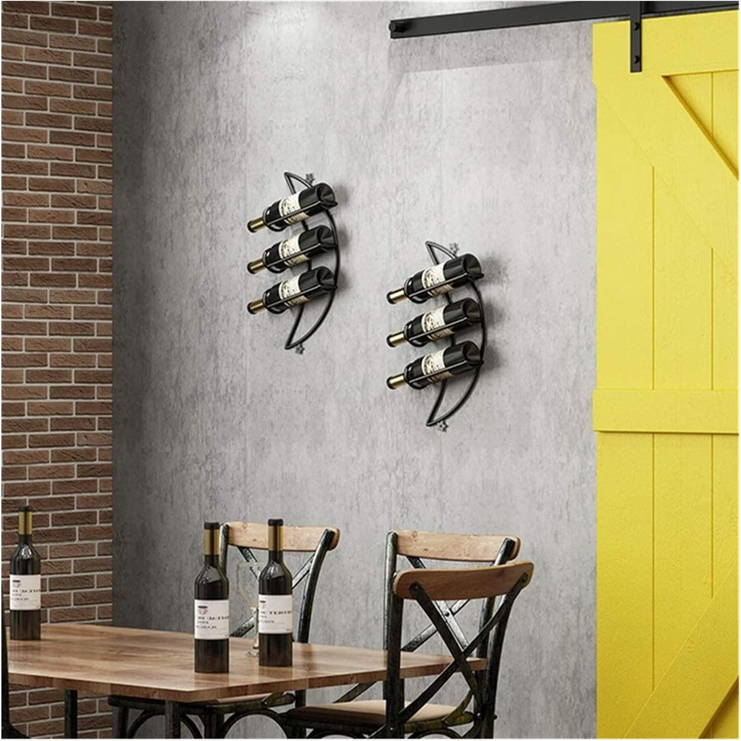 ALDEPO Wall-Mounted Wine Rack Iron Decor Living Room