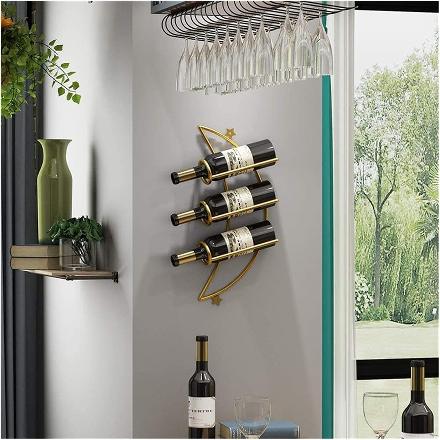 ALDEPO Wall-Mounted Wine Rack with Ornamental Design